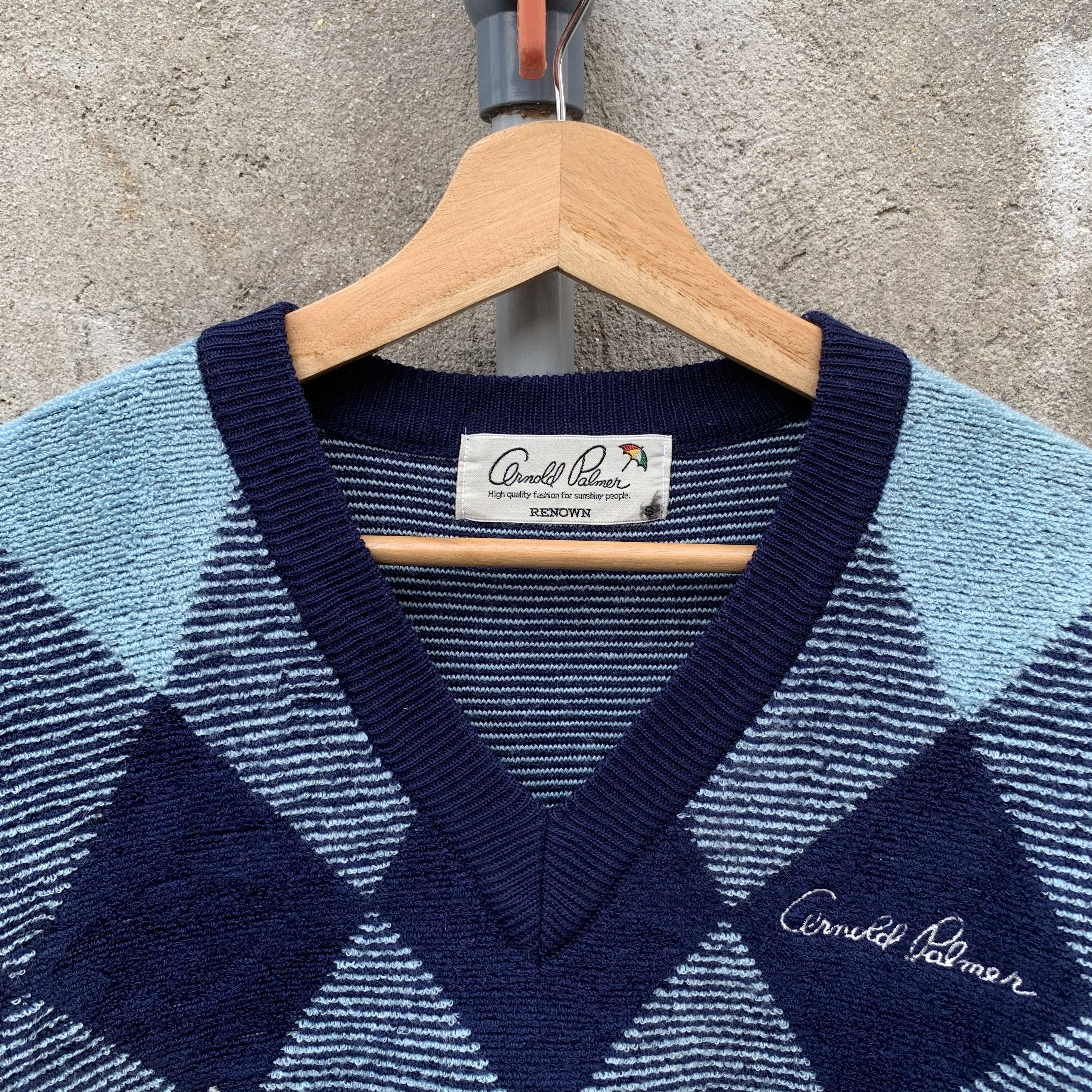 Aran Isles Knitwear Vintage Arnold Palmer Knit VNeck VERY RARE Diamond Sweater Size US S / EU 44-46 / 1 - 6 Thumbnail