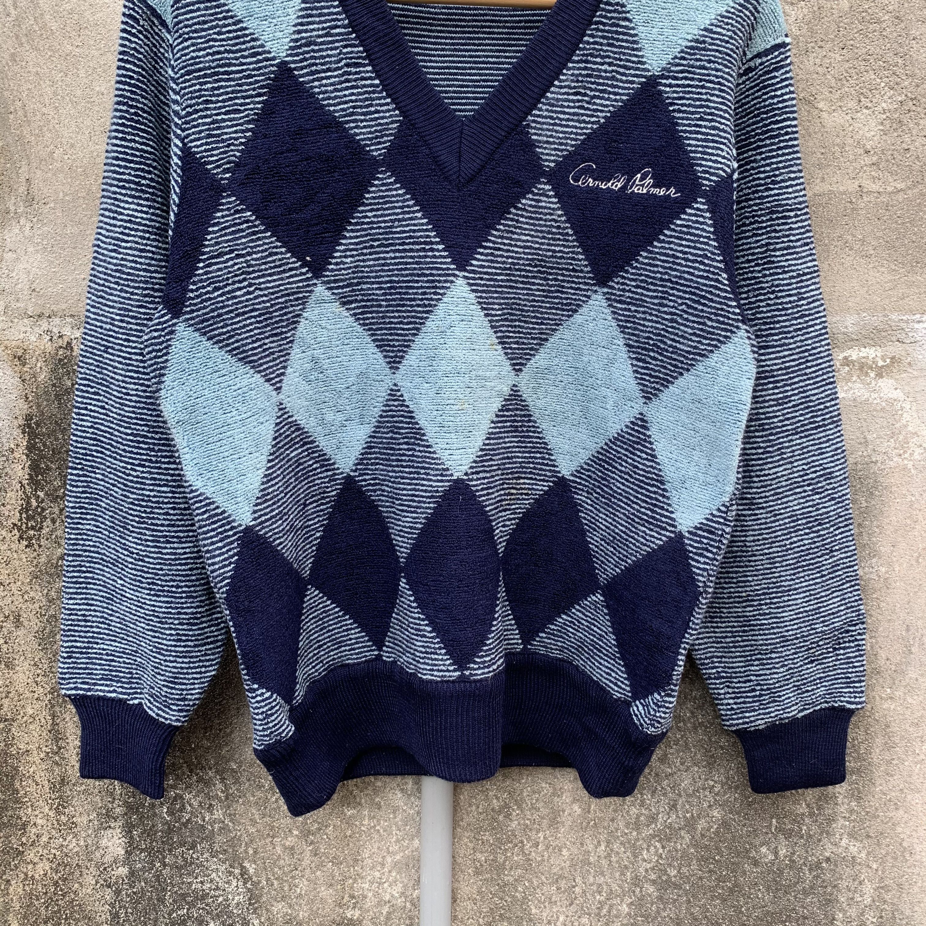 Aran Isles Knitwear Vintage Arnold Palmer Knit VNeck VERY RARE Diamond Sweater Size US S / EU 44-46 / 1 - 3 Thumbnail