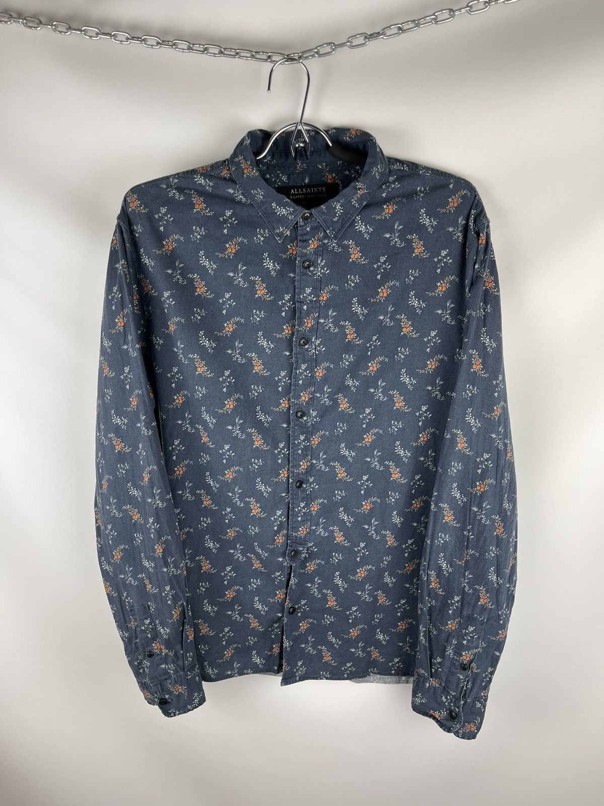 Allsaints chesaw ls shirt cotton flannel flower floral print