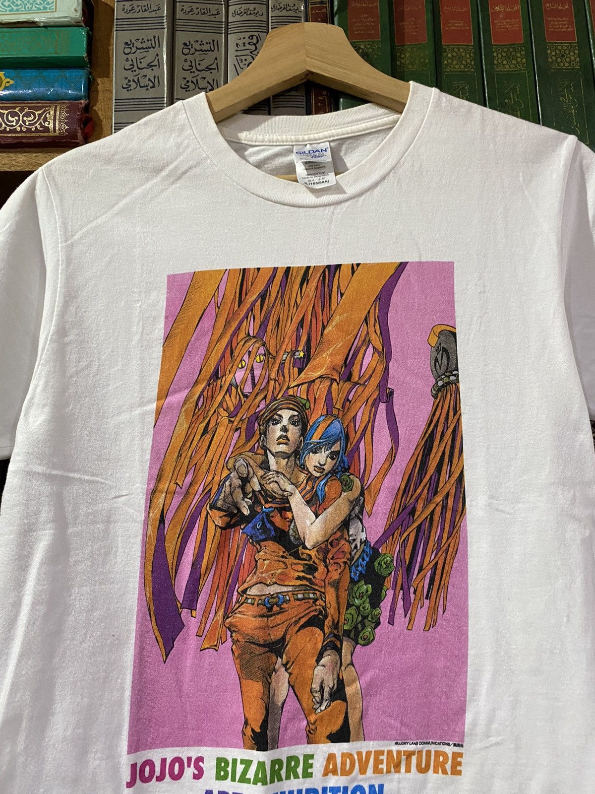 image of Anima x Cartoon Network Jojo Bizarre Adventure Exhibition Anime Shirt in White, Men's (Size Small)