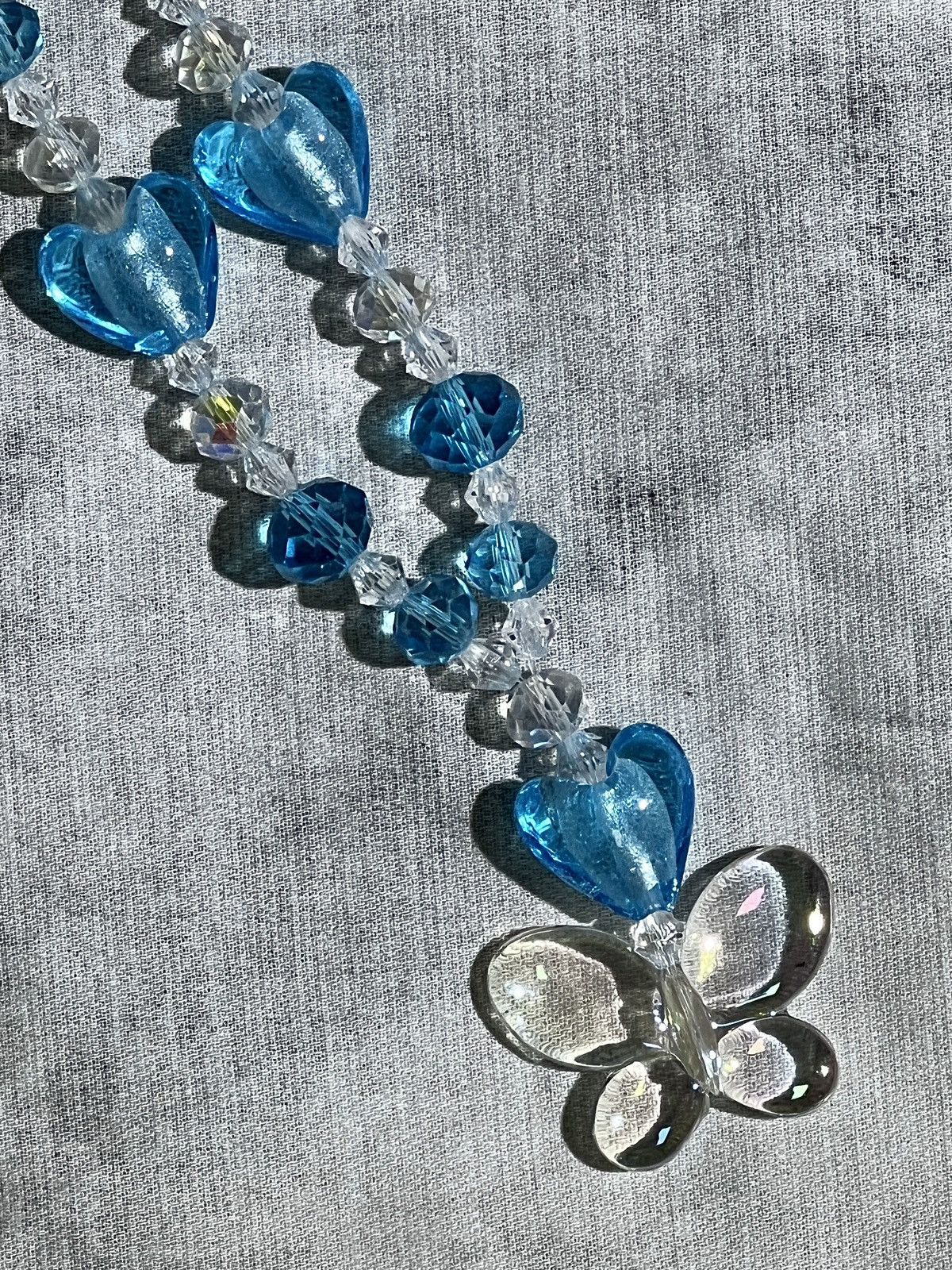 Handmade Heart Butterfly in Blue Handmade Beaded Necklace Size ONE SIZE - 8 Thumbnail