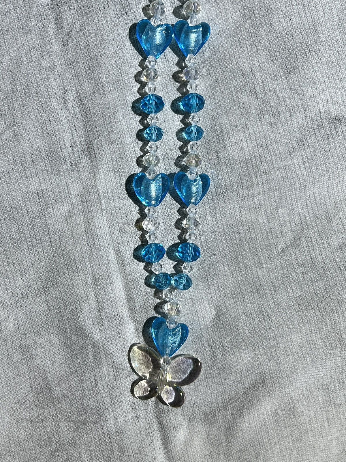 Handmade Heart Butterfly in Blue Handmade Beaded Necklace Size ONE SIZE - 5 Thumbnail