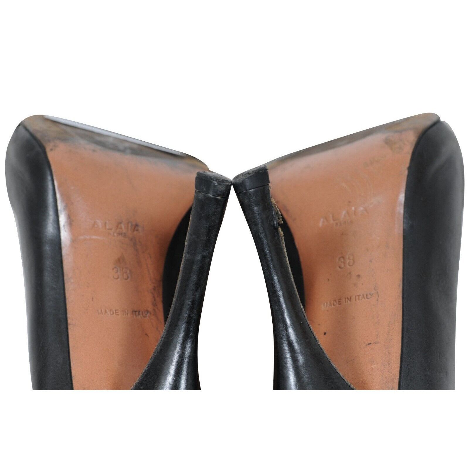 Alaia Booties Black Leather Elastic Side Vamp 120mm Heels Size US 8 / IT 38 - 10 Thumbnail