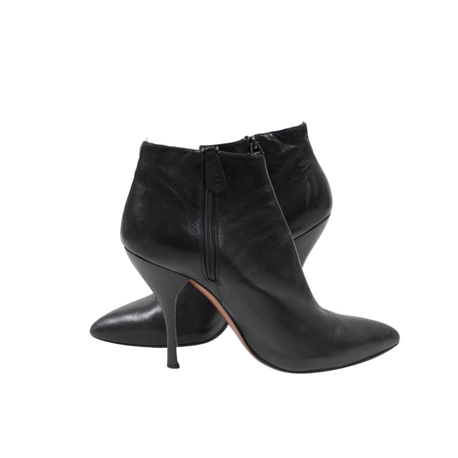 Alaia Booties Black Leather Elastic Side Vamp 120mm Heels Size US 8 / IT 38 - 7 Thumbnail