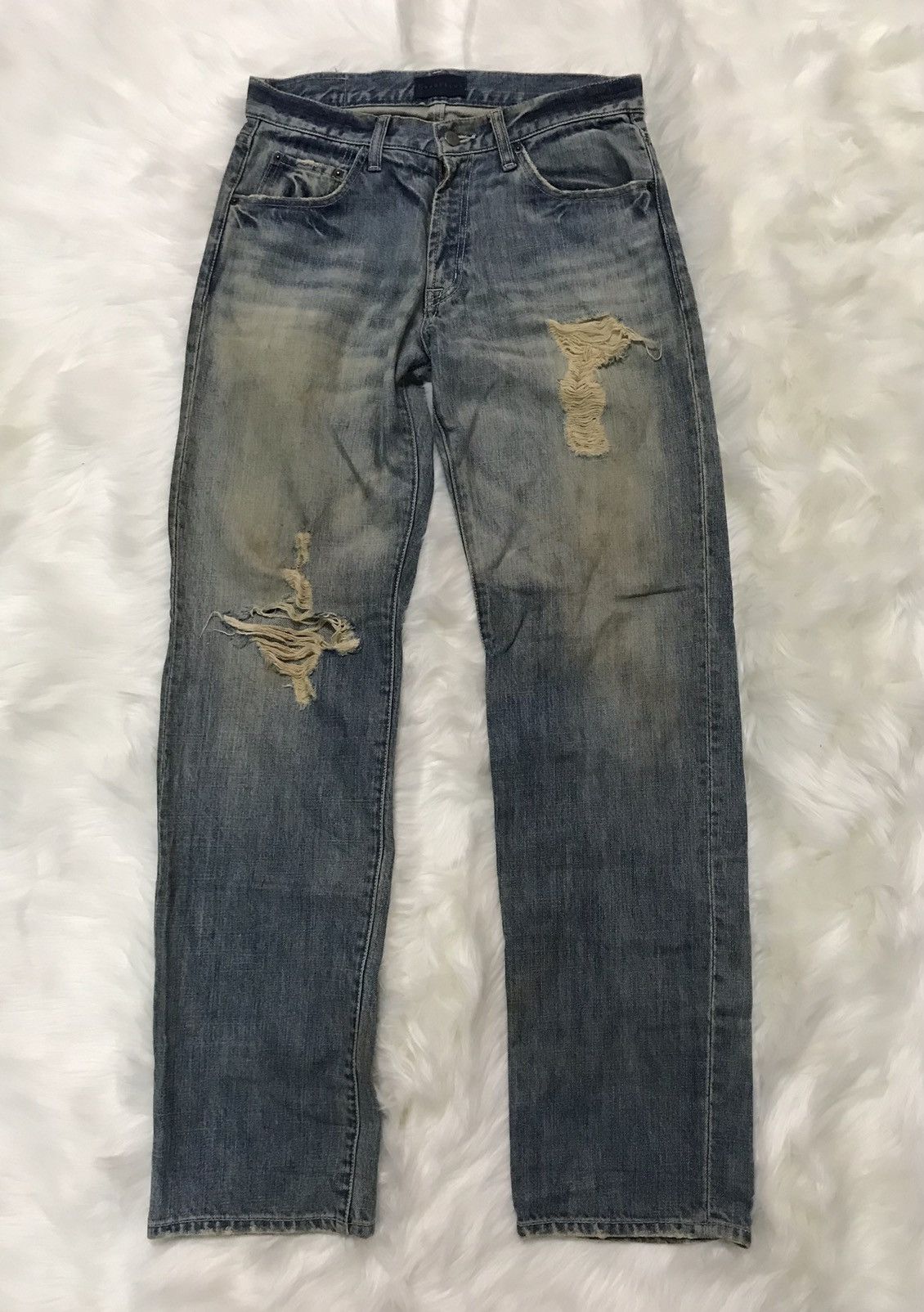 Designer × Japanese Brand Garage Blue Distressed Denim Nice Design Size US 32 / EU 48 - 1 Thumbnail