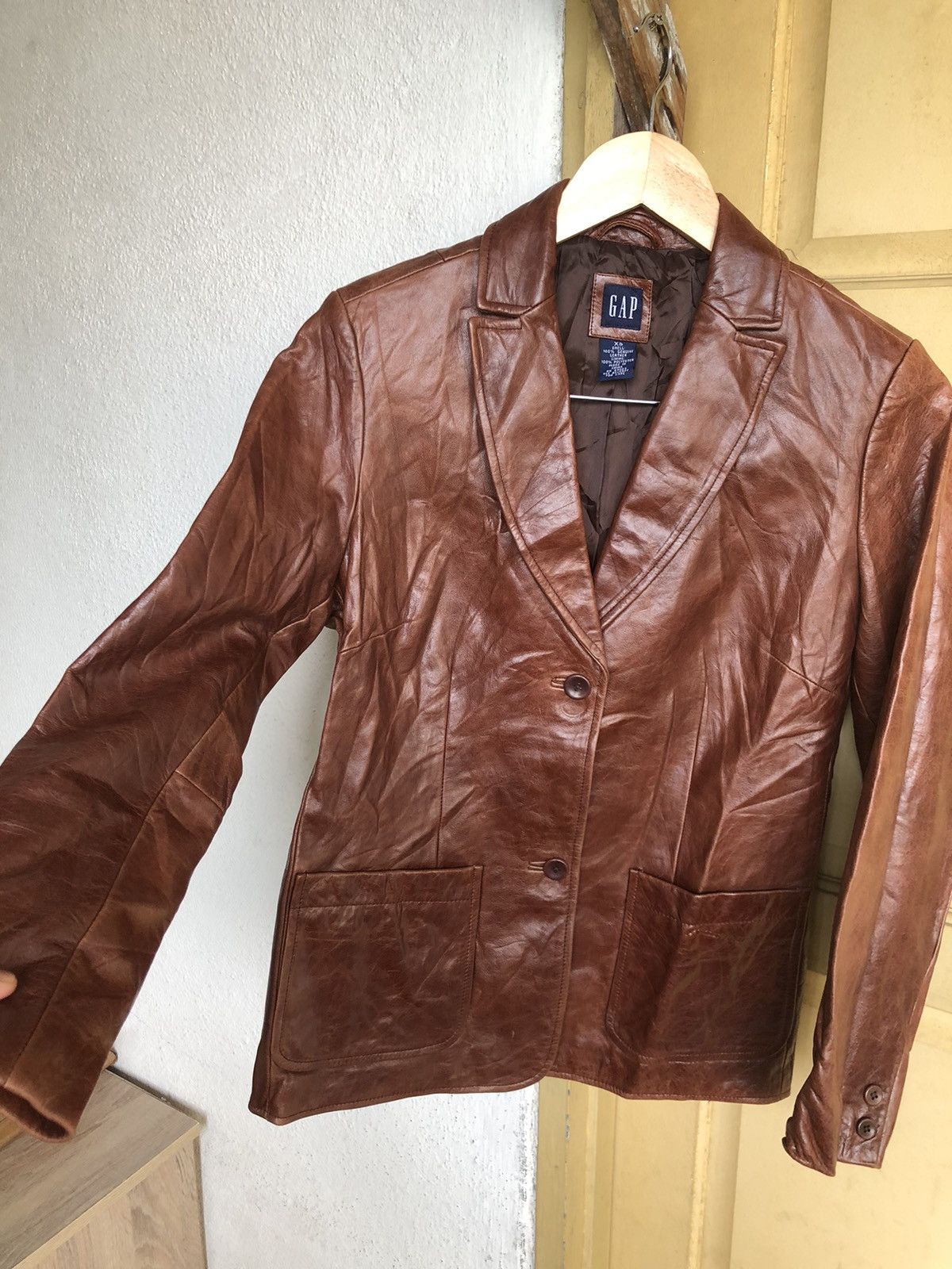Gap Vintage GAP Single Breasted Leather Jacket Size XS / US 0-2 / IT 36-38 - 4 Thumbnail