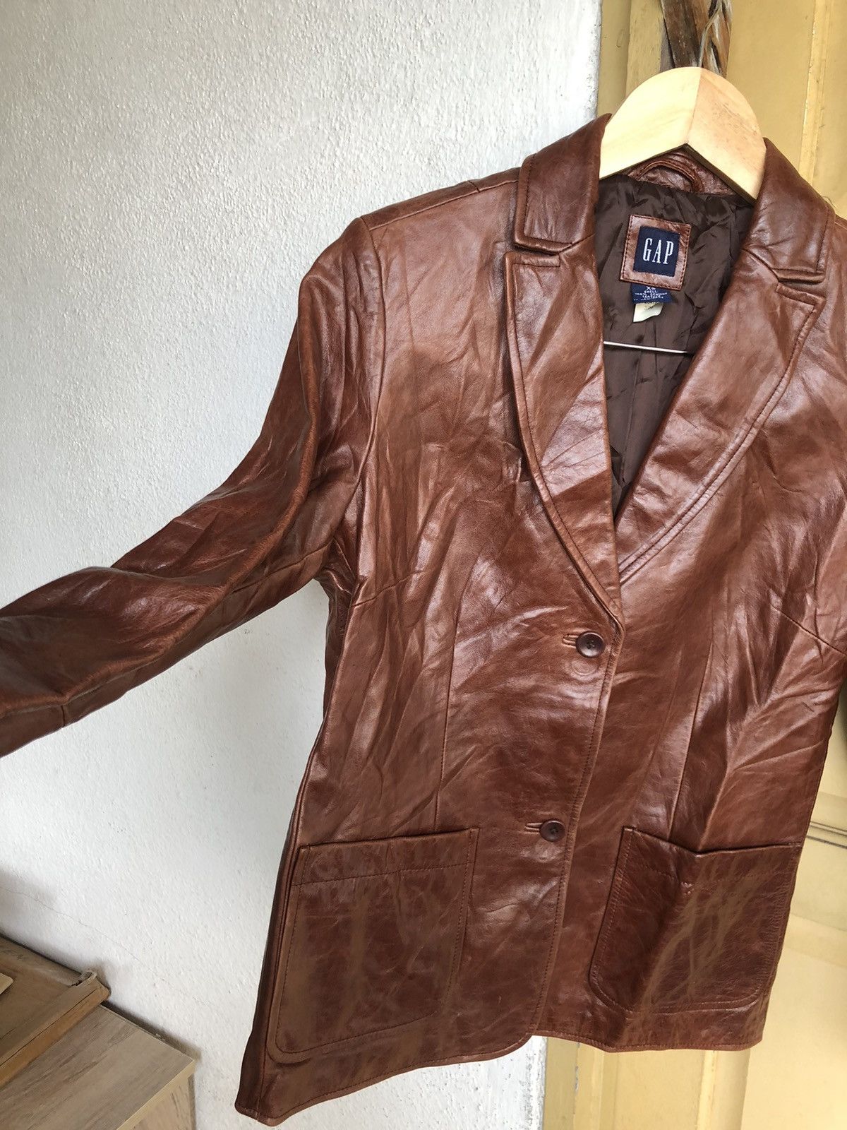 Gap Vintage GAP Single Breasted Leather Jacket Size XS / US 0-2 / IT 36-38 - 8 Thumbnail