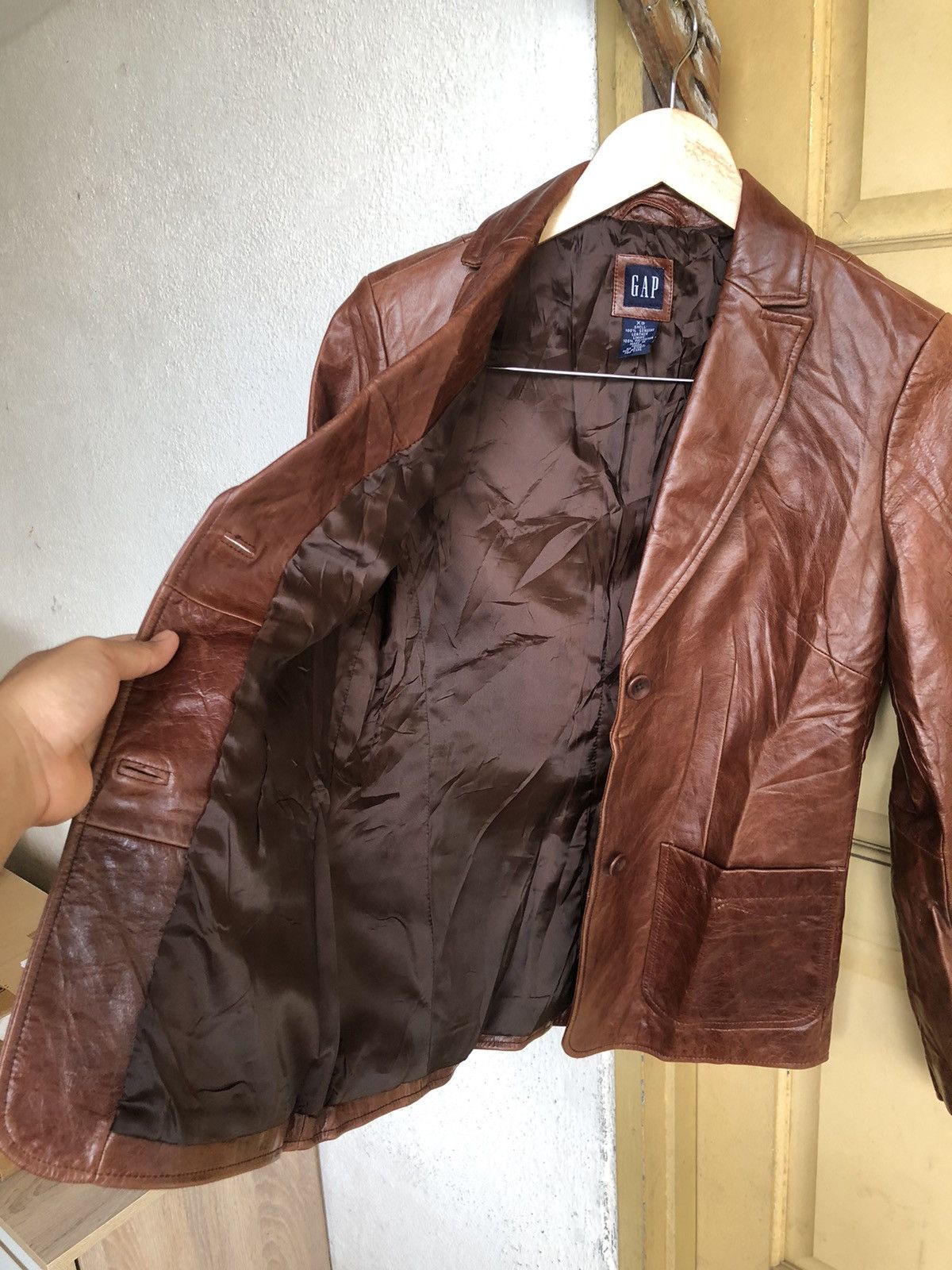 Gap Vintage GAP Single Breasted Leather Jacket Size XS / US 0-2 / IT 36-38 - 15 Thumbnail