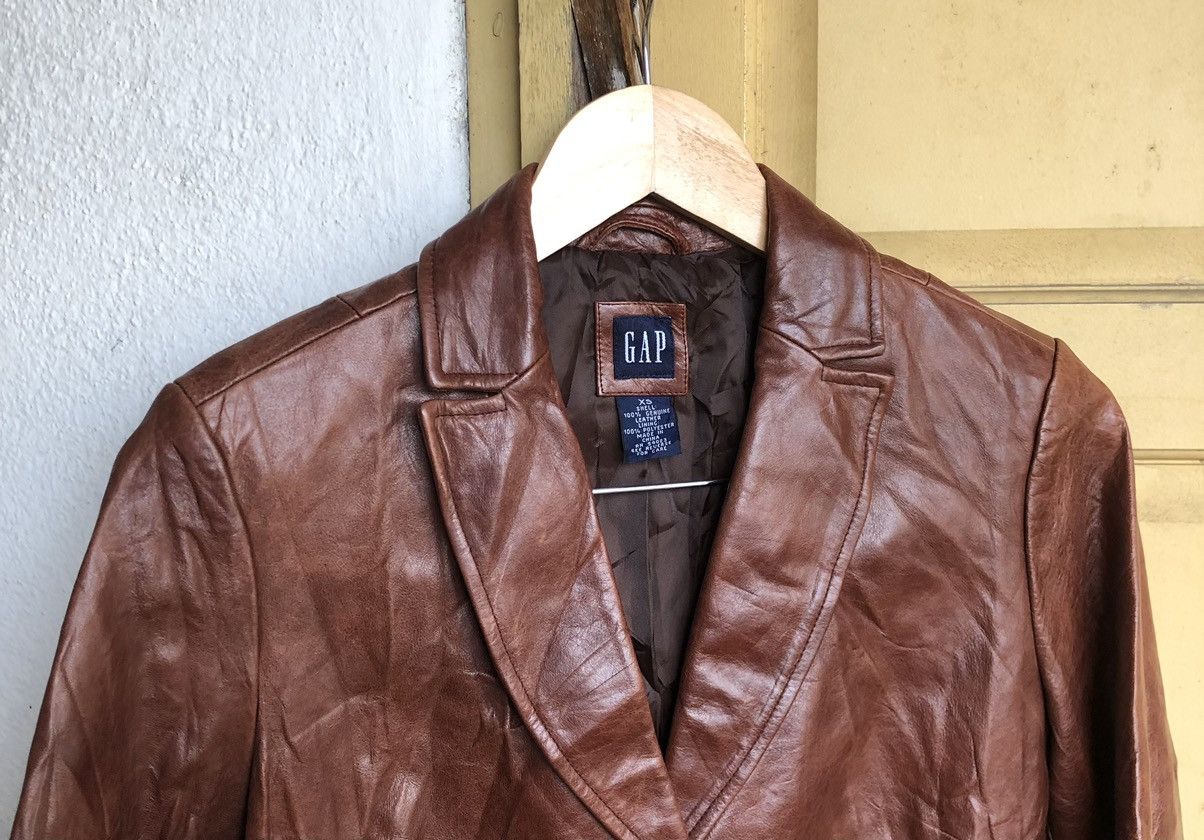 Gap Vintage GAP Single Breasted Leather Jacket Size XS / US 0-2 / IT 36-38 - 10 Thumbnail
