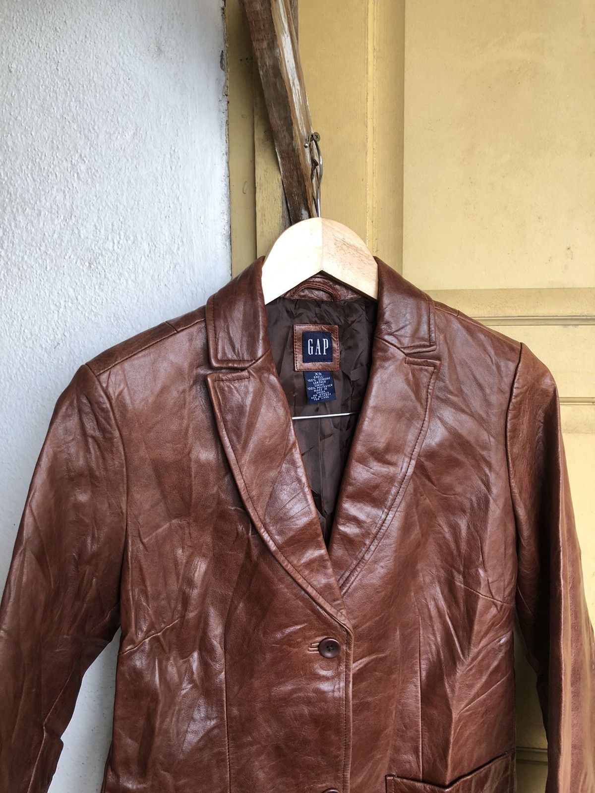 Gap Vintage GAP Single Breasted Leather Jacket Size XS / US 0-2 / IT 36-38 - 3 Thumbnail