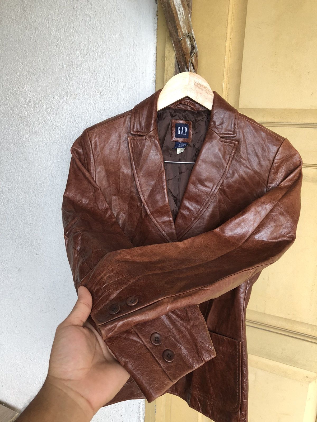 Gap Vintage GAP Single Breasted Leather Jacket Size XS / US 0-2 / IT 36-38 - 5 Thumbnail