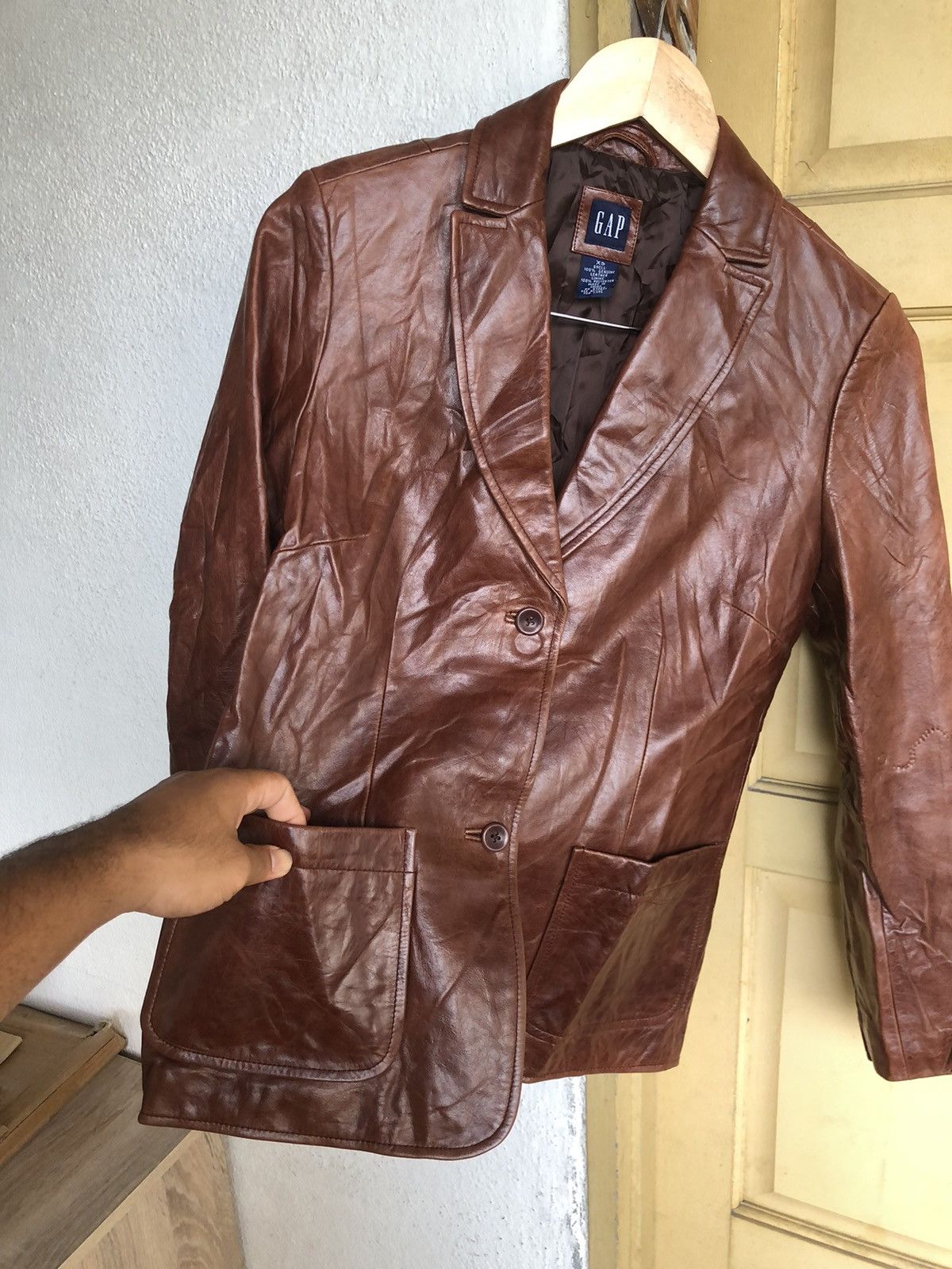 Gap Vintage GAP Single Breasted Leather Jacket Size XS / US 0-2 / IT 36-38 - 12 Thumbnail
