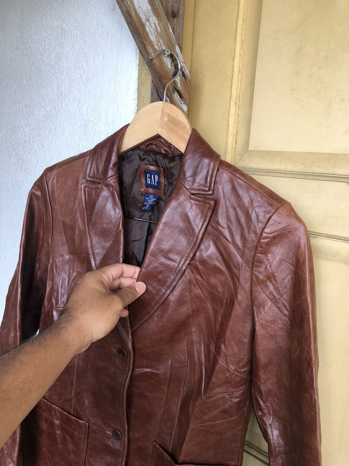 Gap Vintage GAP Single Breasted Leather Jacket Size XS / US 0-2 / IT 36-38 - 9 Thumbnail