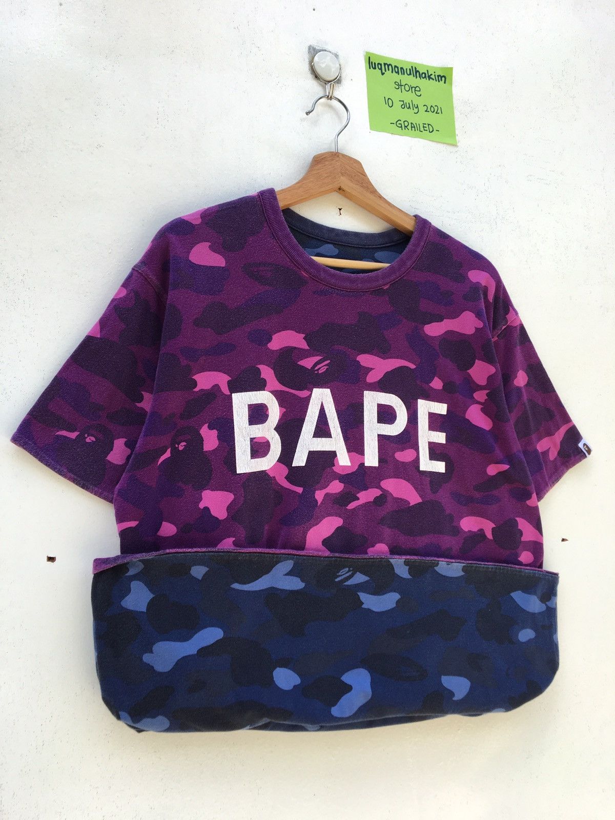 Bape Rare BAPE A Bathing Ape Colour Camo College Tee Reversible Size US L / EU 52-54 / 3 - 12 Thumbnail