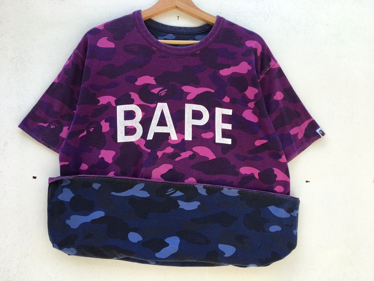 Bape Rare BAPE A Bathing Ape Colour Camo College Tee Reversible Size US L / EU 52-54 / 3 - 13 Thumbnail