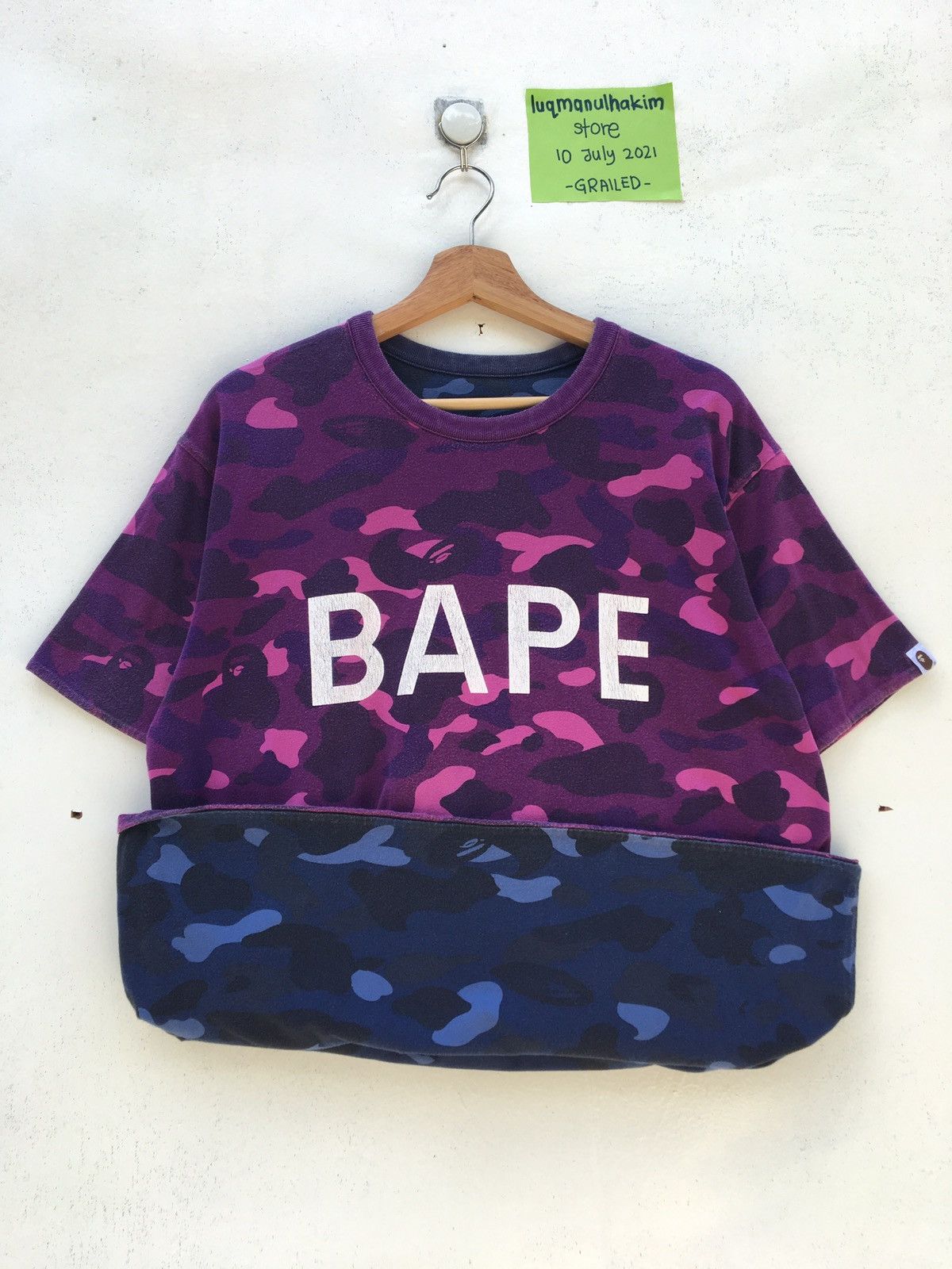 Bape Rare BAPE A Bathing Ape Colour Camo College Tee Reversible Size US L / EU 52-54 / 3 - 1 Thumbnail