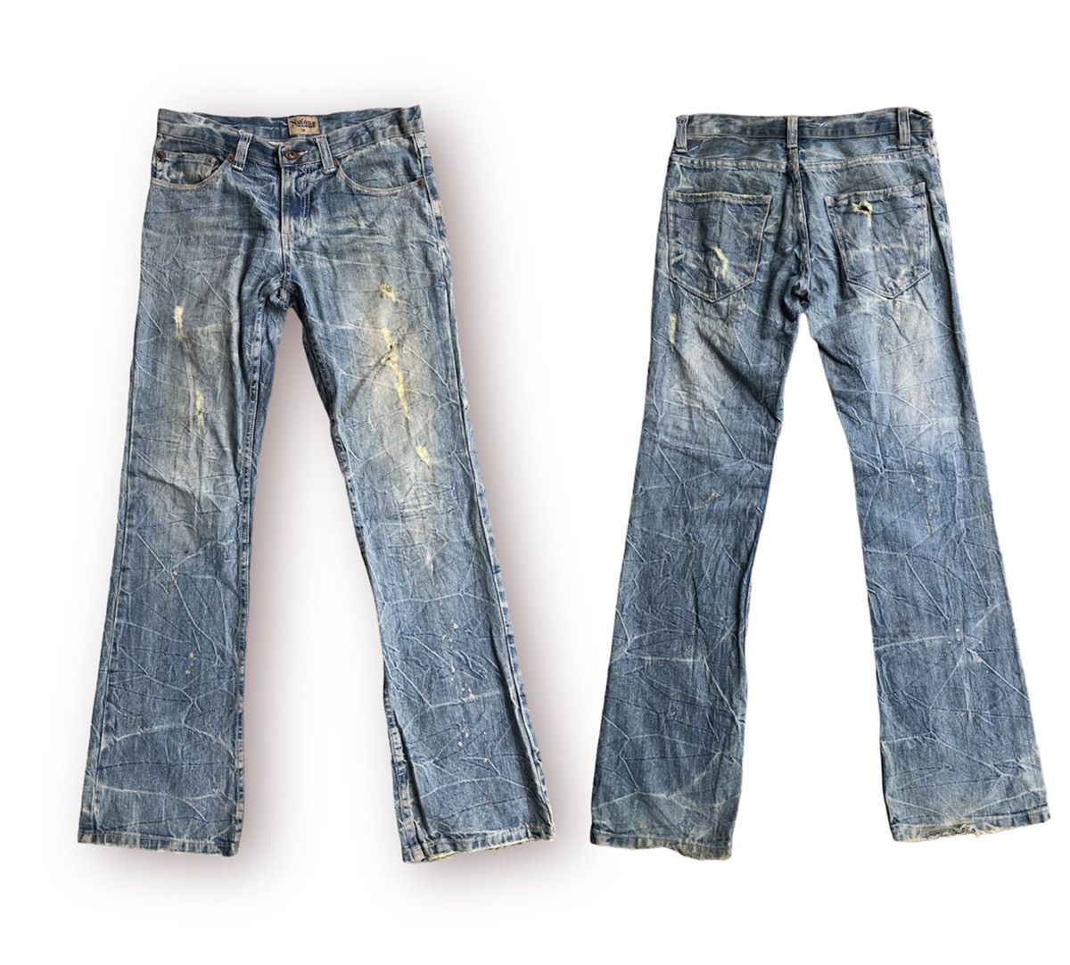 Japanese Brand Distressed silver paint splatter denim by Nylaus🔥 Size US 30 / EU 46 - 16 Thumbnail