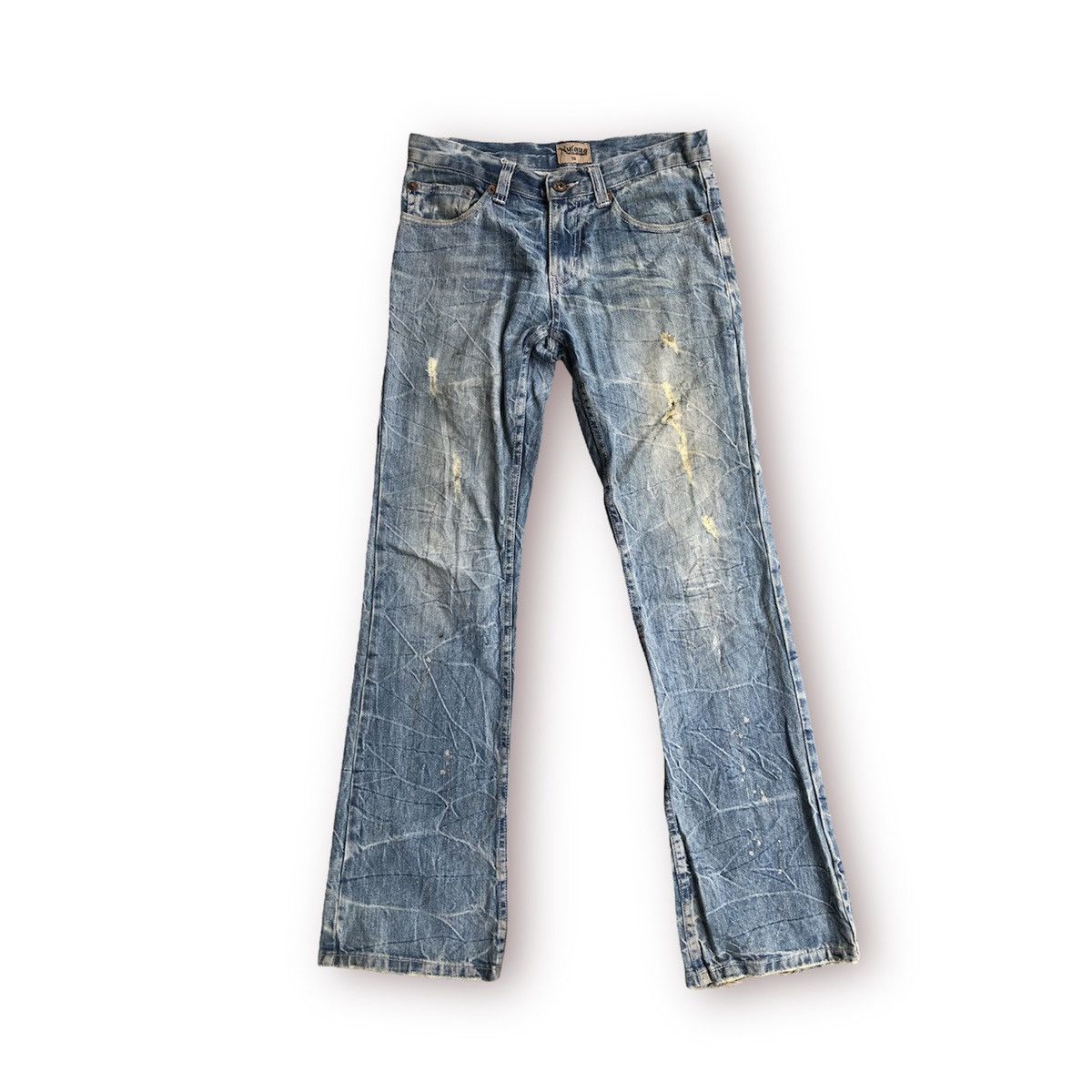 Distressed silver paint splatter denim by Nylaus🔥