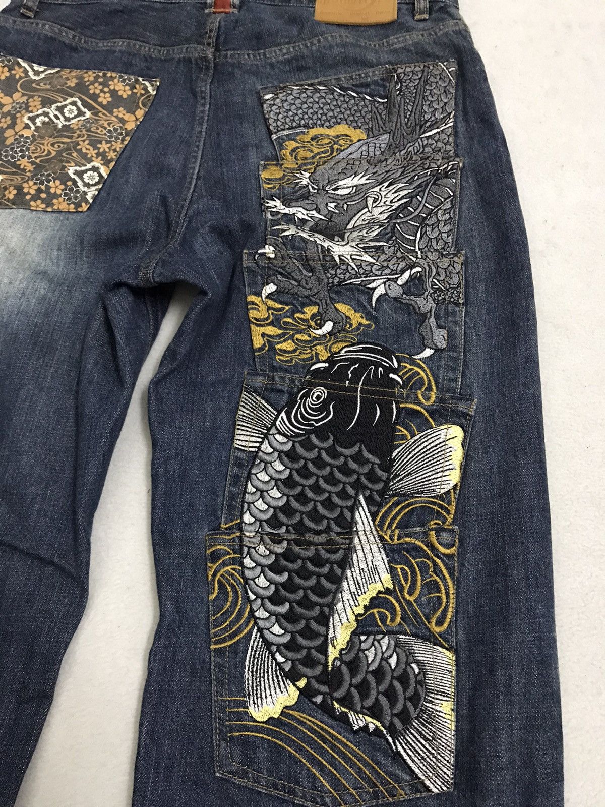 Designer × Japanese Brand Karakuri Sukajan Jeans Multipocket Yakuza Style Nice Design Size US 35 - 3 Thumbnail