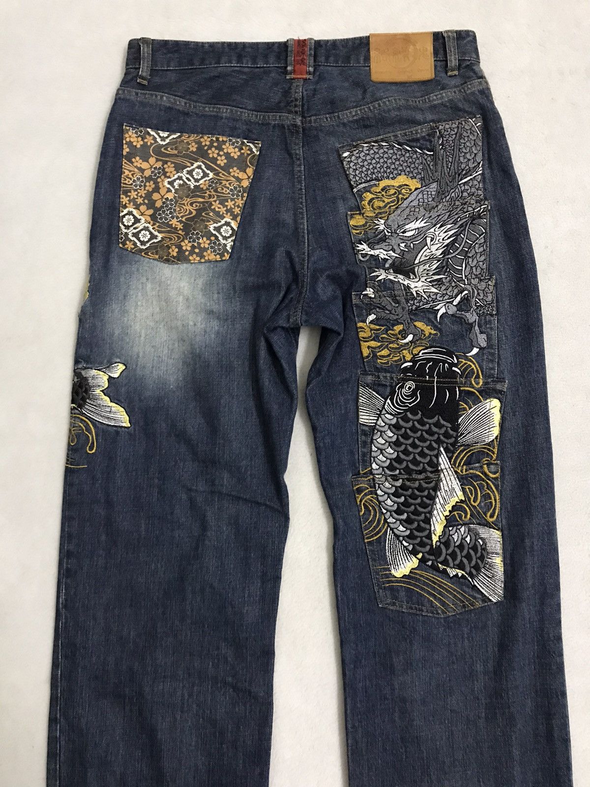 Designer × Japanese Brand Karakuri Sukajan Jeans Multipocket Yakuza Style Nice Design Size US 35 - 4 Thumbnail