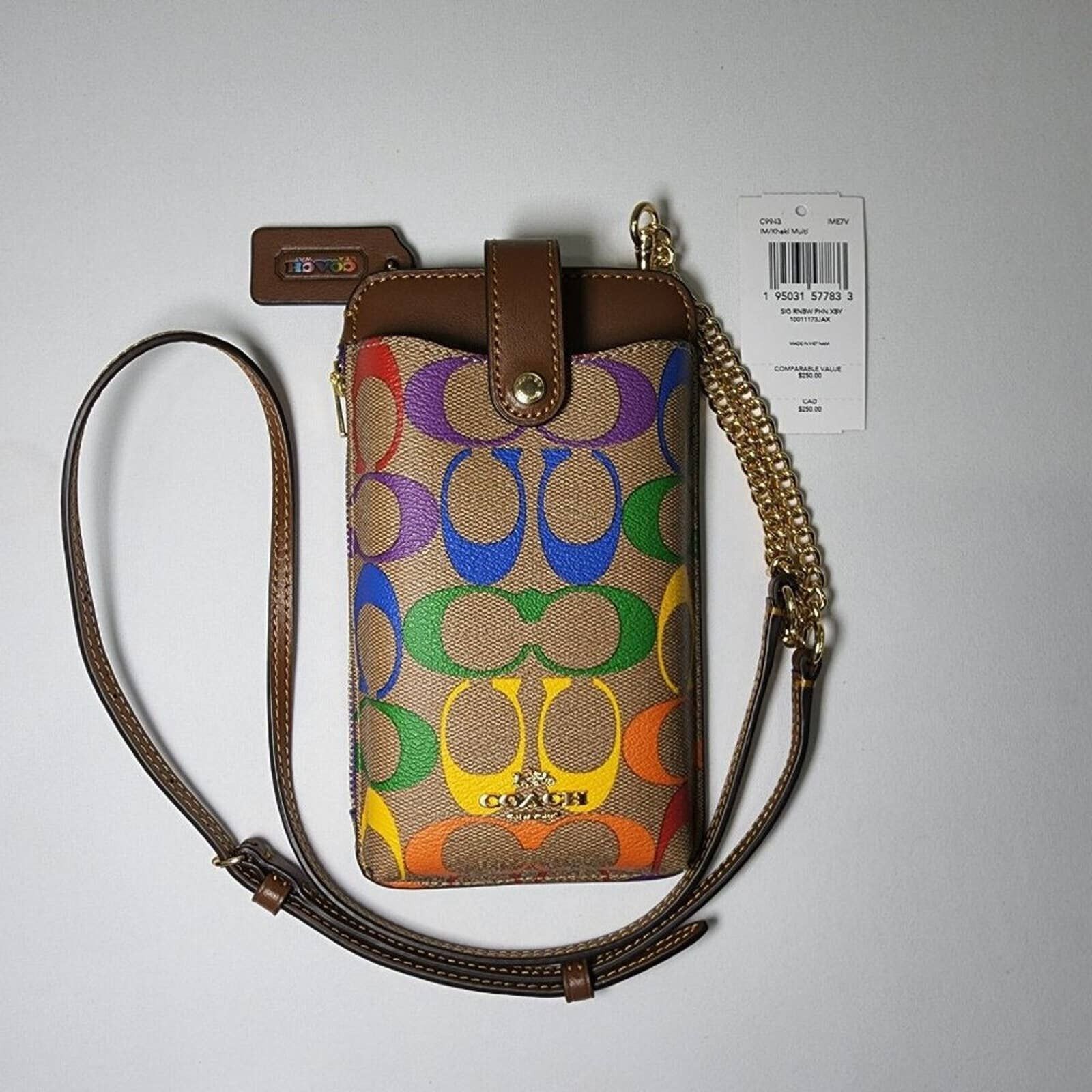 NWT Coach C9943 Pride Phone Crossbody Rainbow Signature