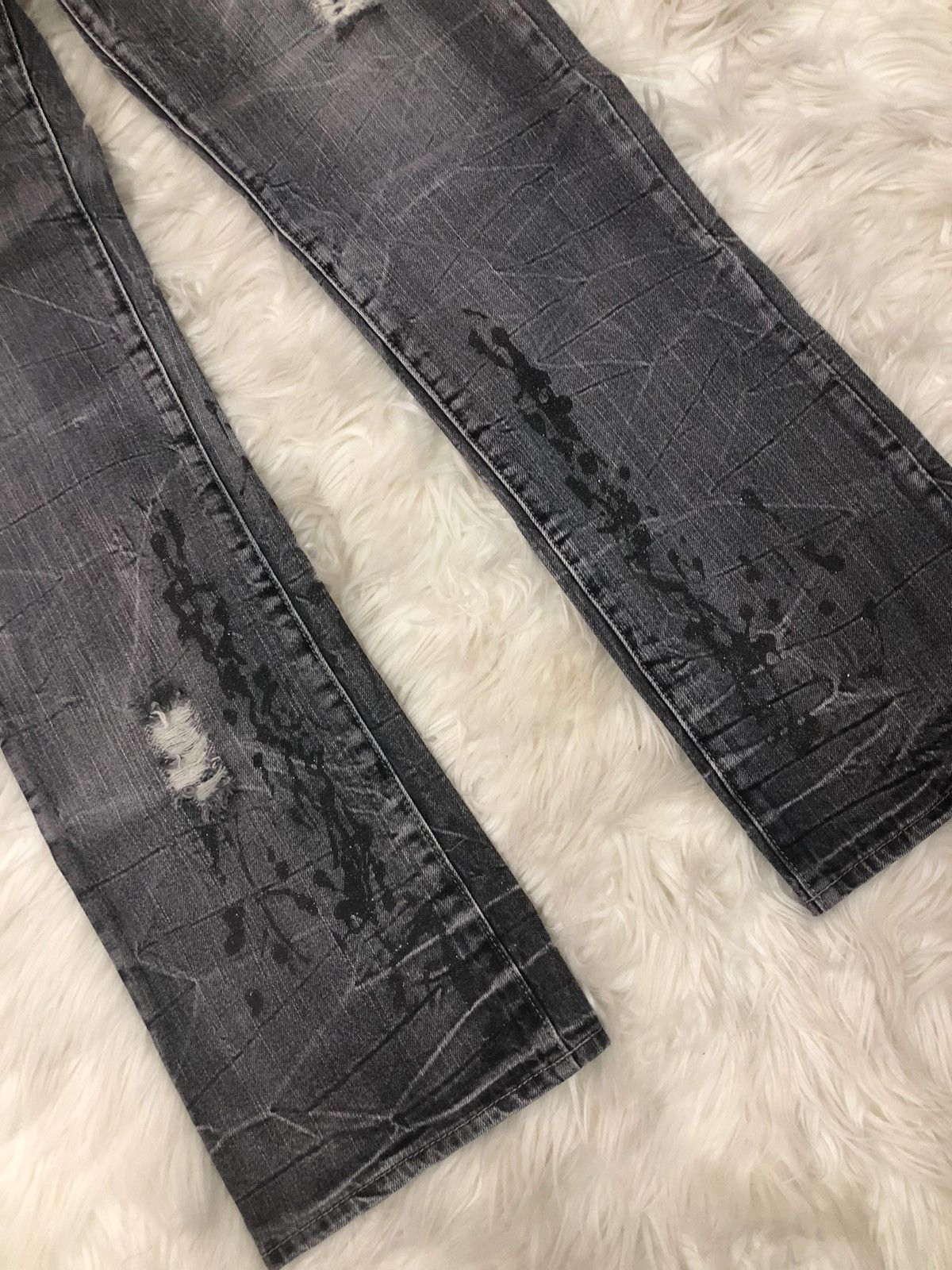 Japanese Brand Wild Life flared Japanese distressed denim faded black Size US 32 / EU 48 - 8 Thumbnail