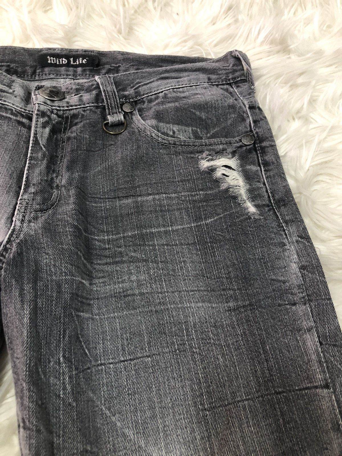 Japanese Brand Wild Life flared Japanese distressed denim faded black Size US 32 / EU 48 - 4 Thumbnail