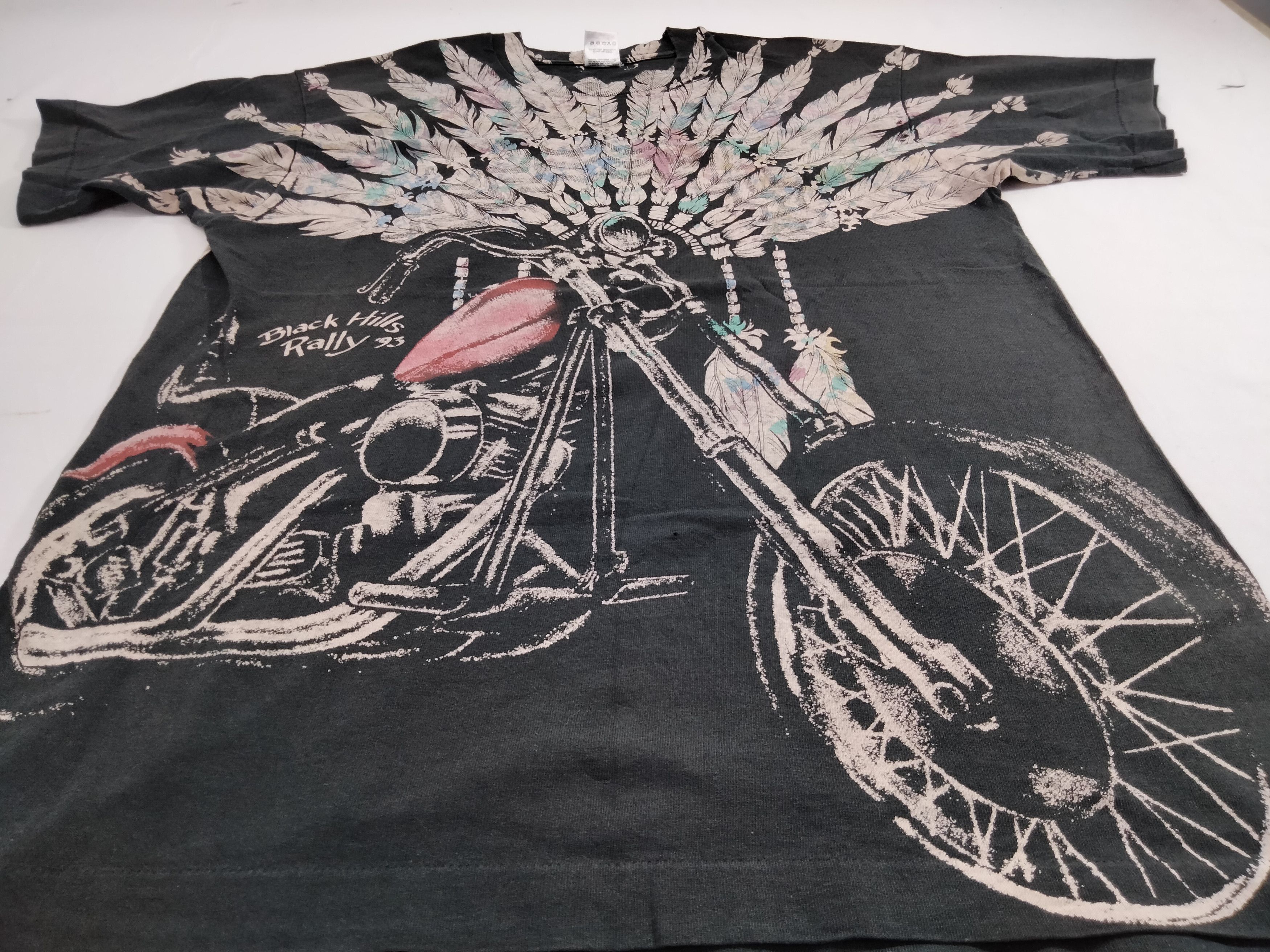 Fruit Of The Loom × Harley Davidson × Vintage Vintage 90s Black hills Rally T shirt over print Size US L / EU 52-54 / 3 - 5 Thumbnail