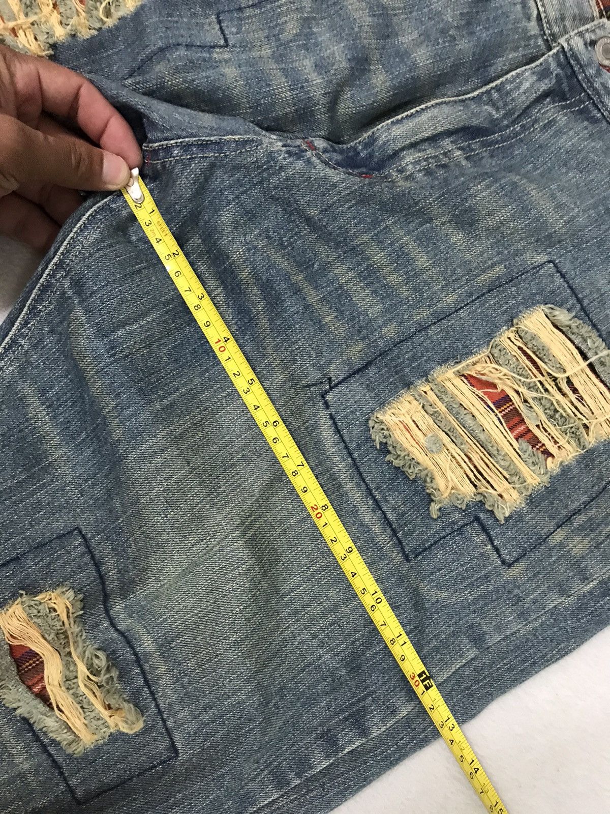 Designer × Japanese Brand Double Waist Distressed Jeans Nice Pattern and Design Size US 36 / EU 52 - 10 Thumbnail