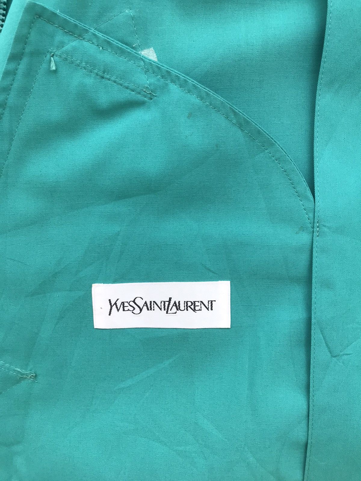 Yves Saint Laurent YSL Yves Saint Laurent Teal A-Line Coat - YKK Zip, Rare Find Size L / US 10 / IT 46 - 3 Thumbnail