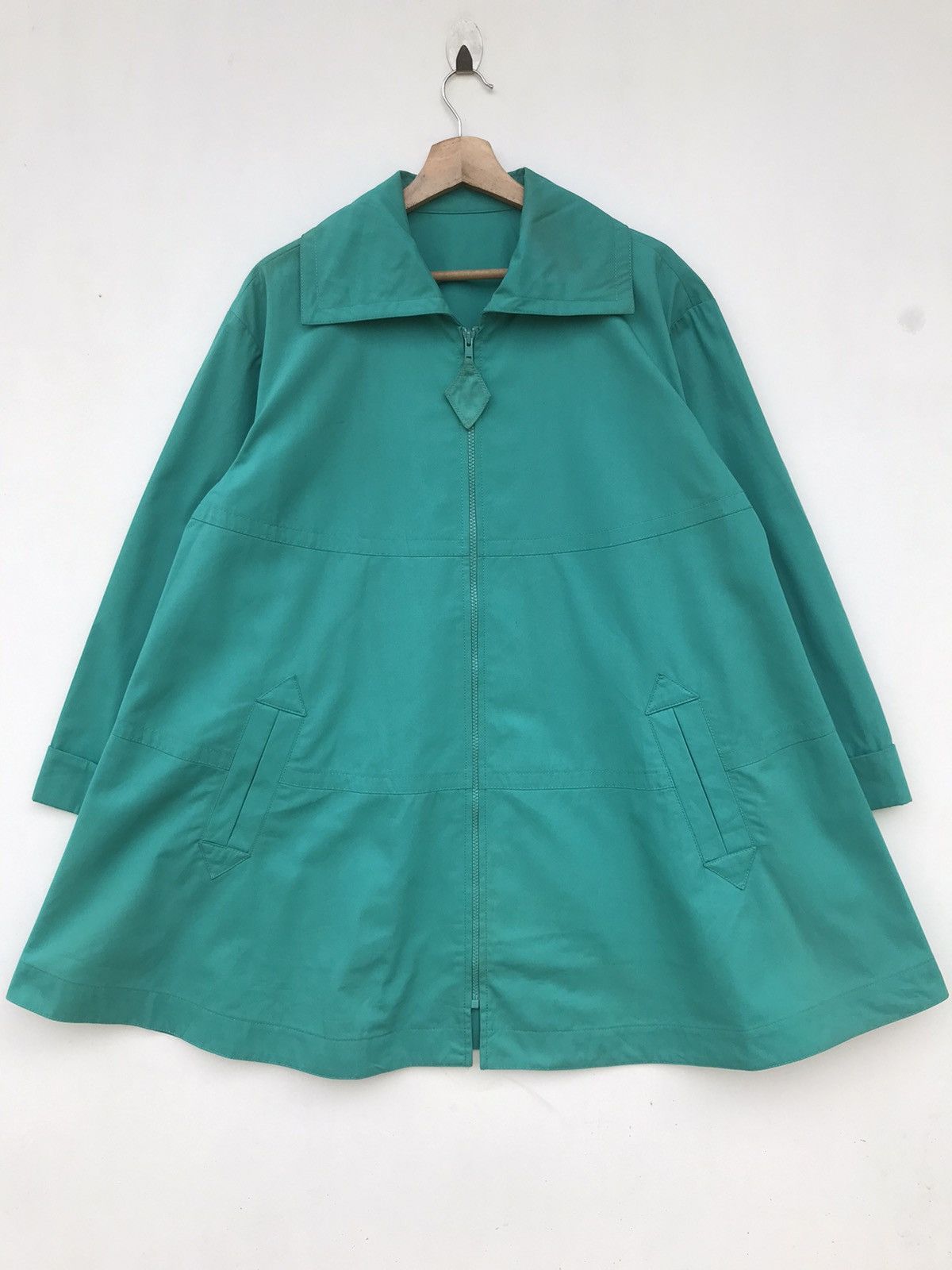 Yves Saint Laurent YSL Yves Saint Laurent Teal A-Line Coat - YKK Zip, Rare Find Size L / US 10 / IT 46 - 2 Thumbnail