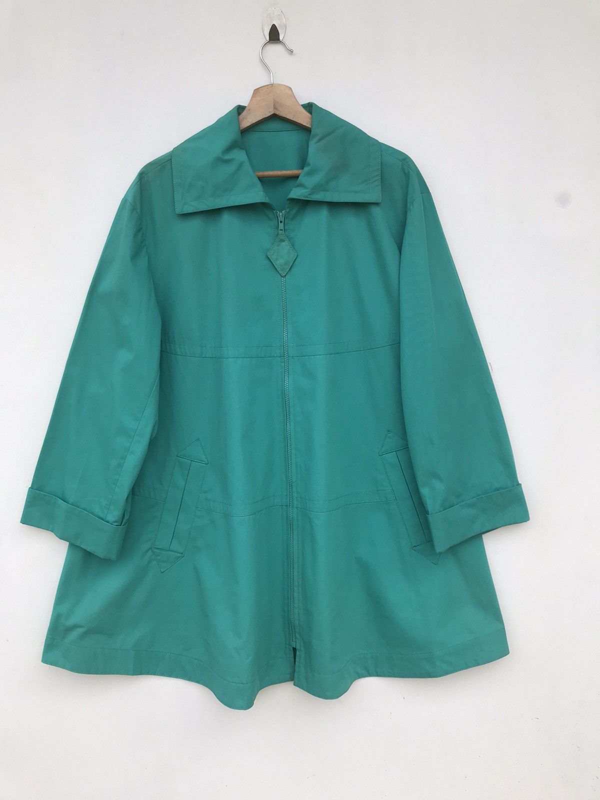 Yves Saint Laurent YSL Yves Saint Laurent Teal A-Line Coat - YKK Zip, Rare Find Size L / US 10 / IT 46 - 1 Thumbnail