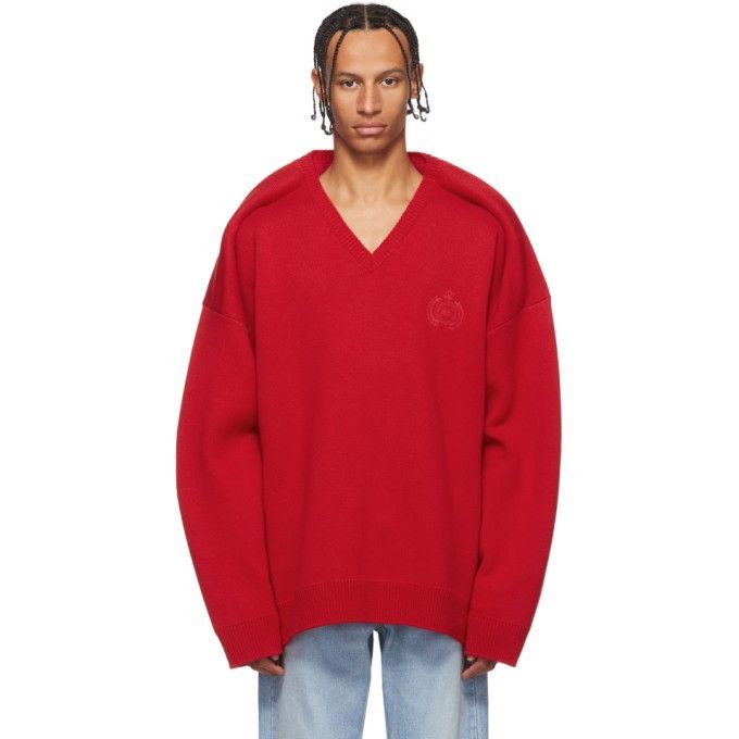 Balenciaga Balenciaga FW19 pinched shoulders knit v neck sweater Size US L / EU 52-54 / 3 - 2 Thumbnail