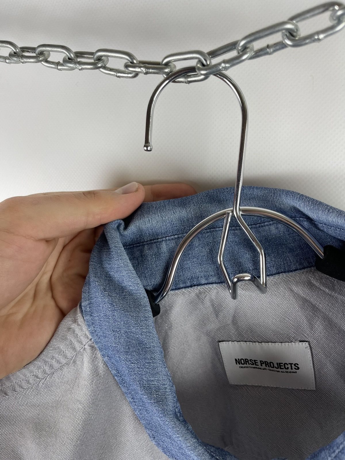 Norse Projects Norse Projects cotton grey blue denim 2 pockets logo shirt Size US L / EU 52-54 / 3 - 10 Thumbnail