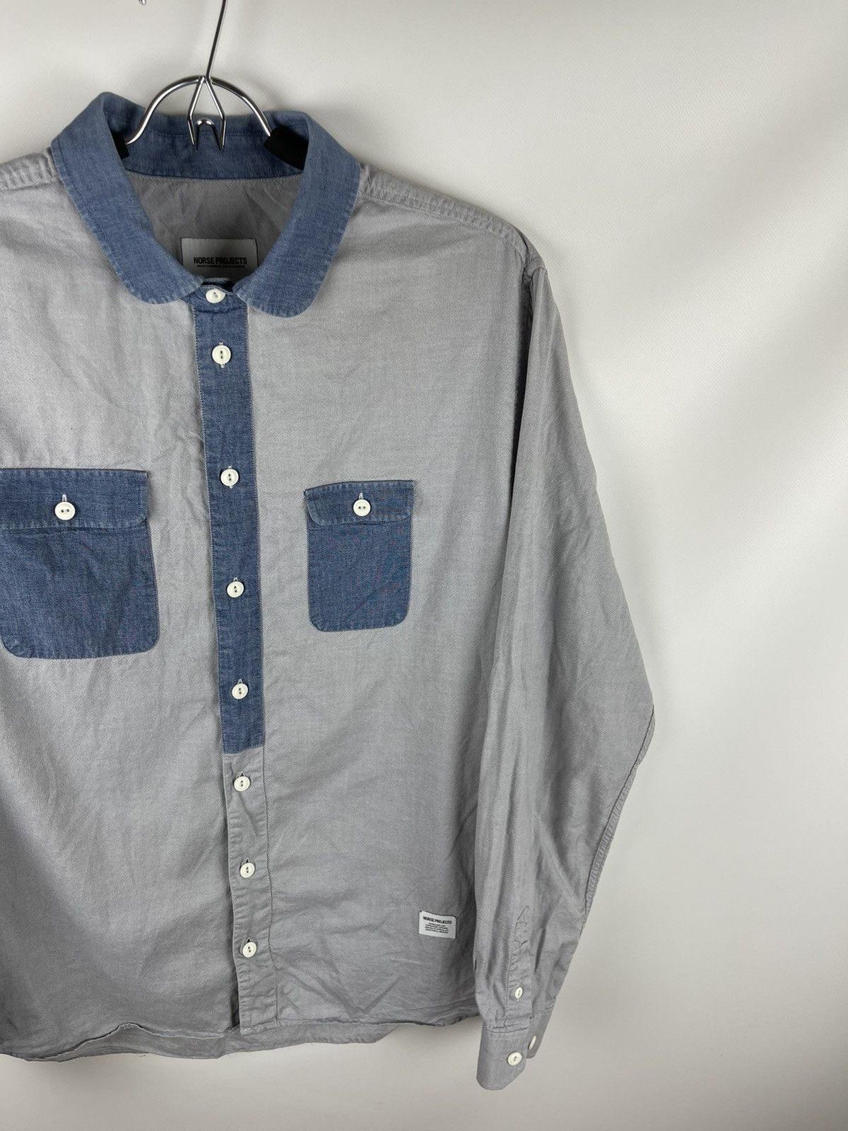 Norse Projects Norse Projects cotton grey blue denim 2 pockets logo shirt Size US L / EU 52-54 / 3 - 4 Thumbnail