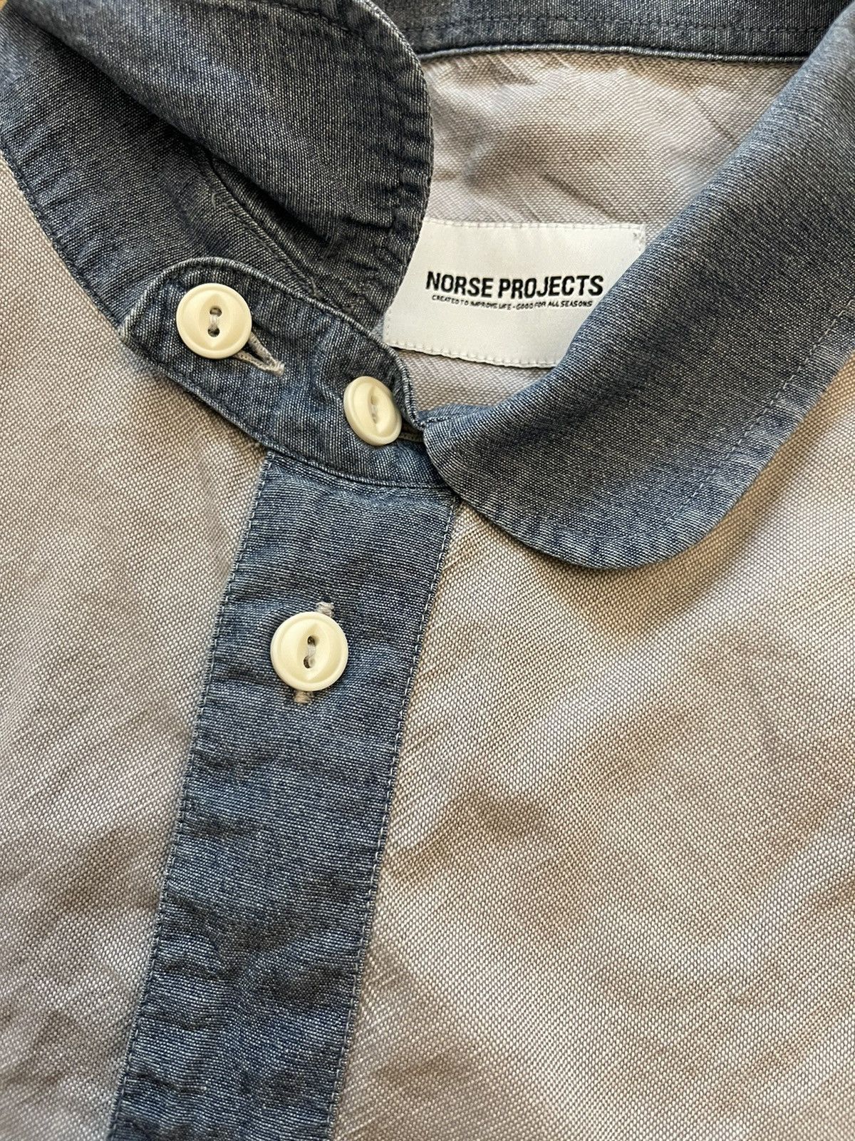 Norse Projects Norse Projects cotton grey blue denim 2 pockets logo shirt Size US L / EU 52-54 / 3 - 12 Thumbnail
