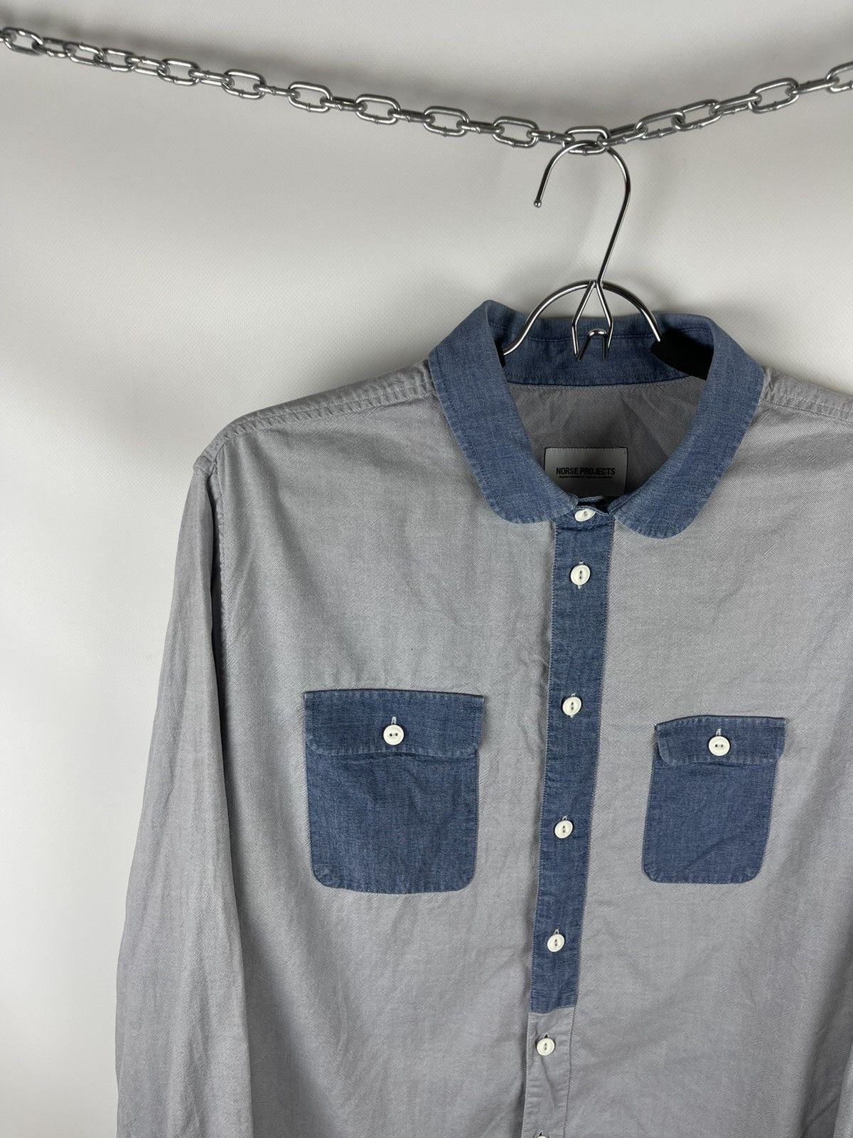 Norse Projects Norse Projects cotton grey blue denim 2 pockets logo shirt Size US L / EU 52-54 / 3 - 2 Thumbnail