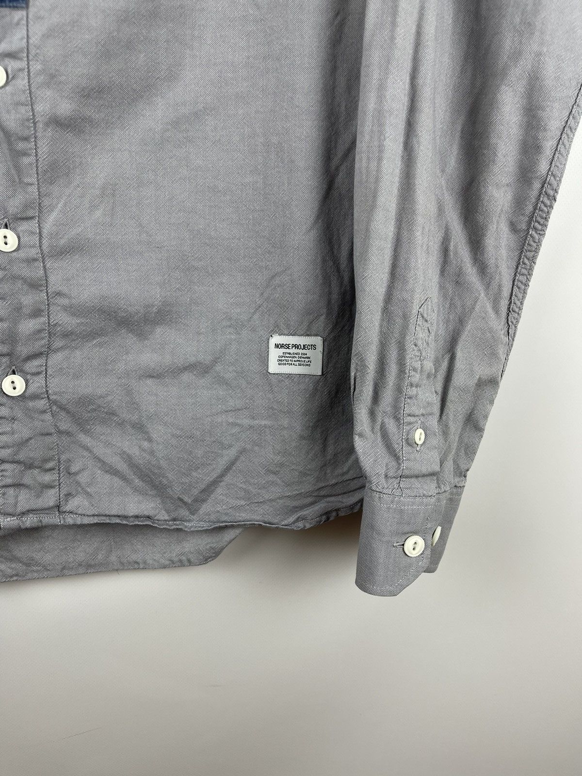 Norse Projects Norse Projects cotton grey blue denim 2 pockets logo shirt Size US L / EU 52-54 / 3 - 6 Thumbnail