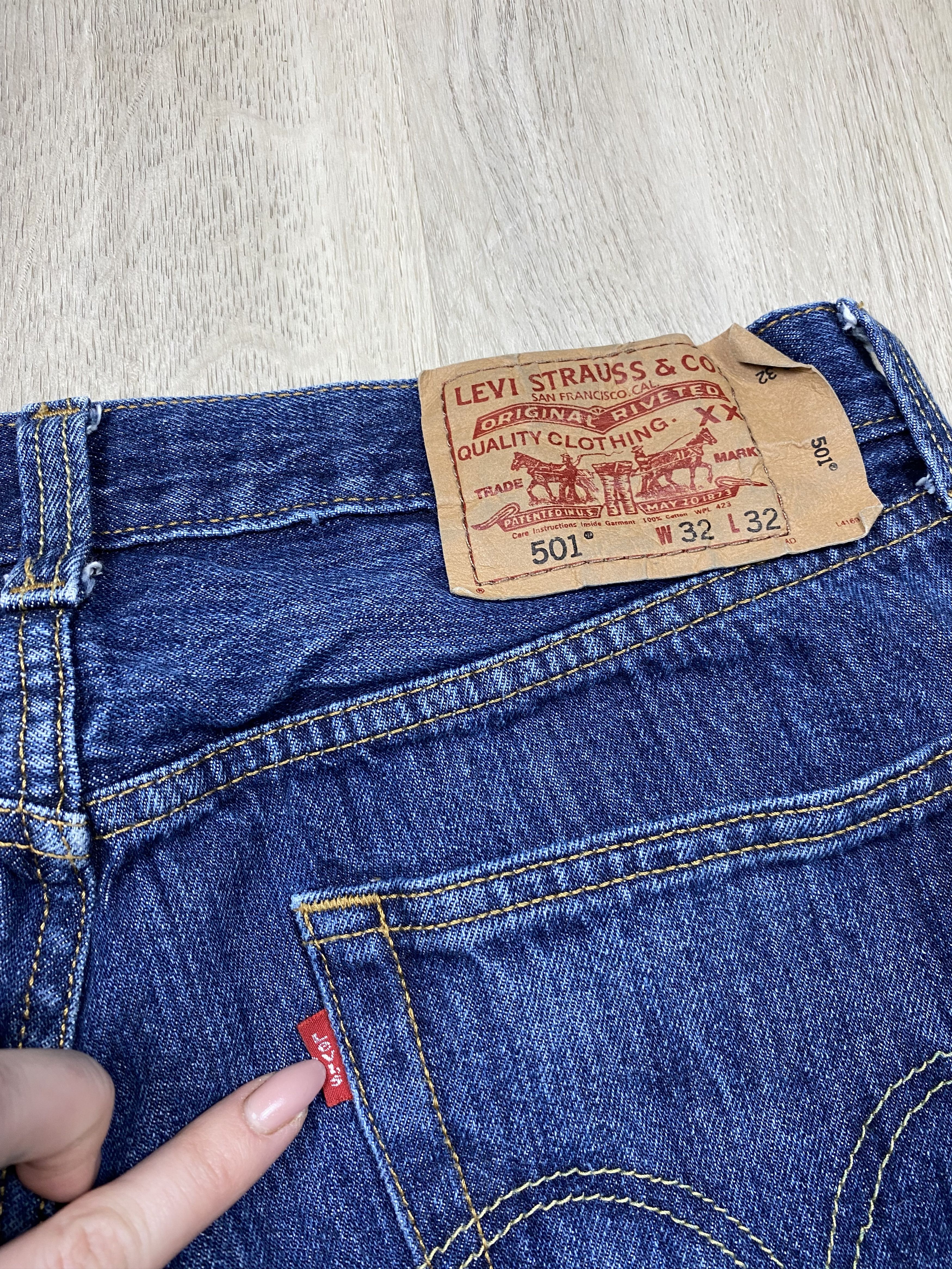 Levi's Levi's 501 Blue Washed Denim Pants Jeans Size US 32 / EU 48 - 2 Thumbnail