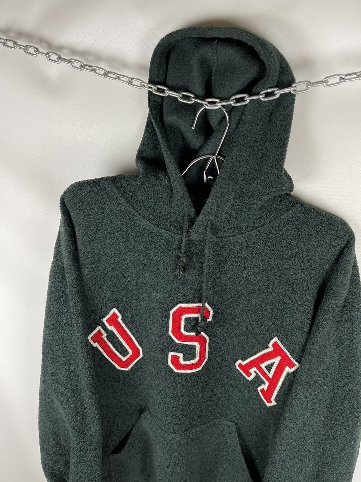 Vintage Blue Base vintage big “USA” logo oversized fleece hoodie Size US S / EU 44-46 / 1 - 7 Thumbnail