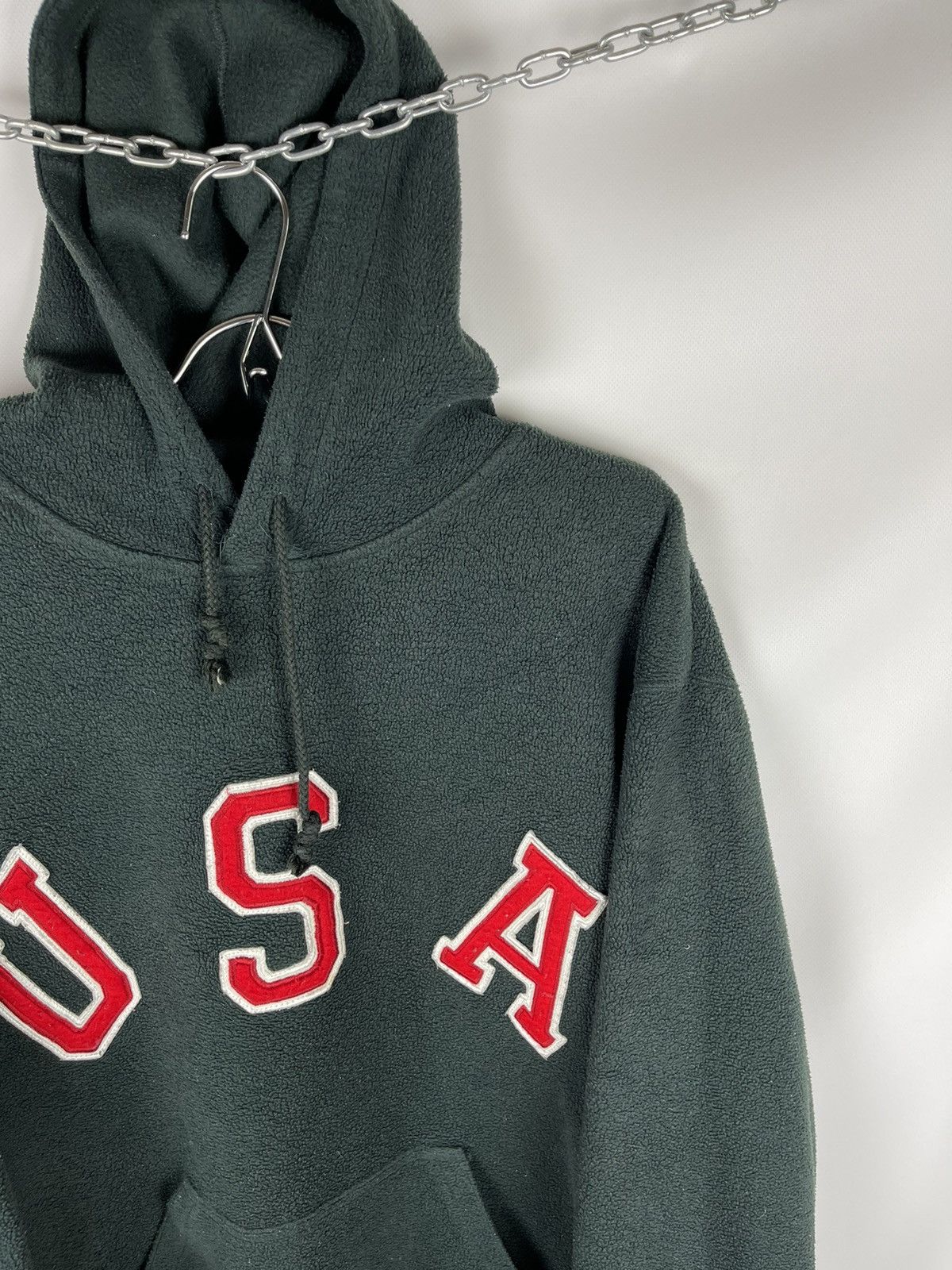 Vintage Blue Base vintage big “USA” logo oversized fleece hoodie Size US S / EU 44-46 / 1 - 4 Thumbnail
