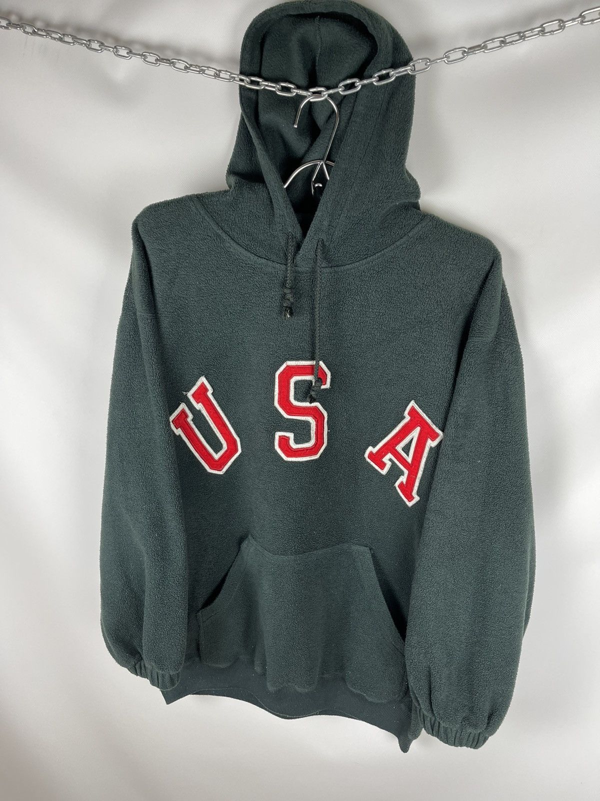 Vintage Blue Base vintage big “USA” logo oversized fleece hoodie Size US S / EU 44-46 / 1 - 2 Thumbnail