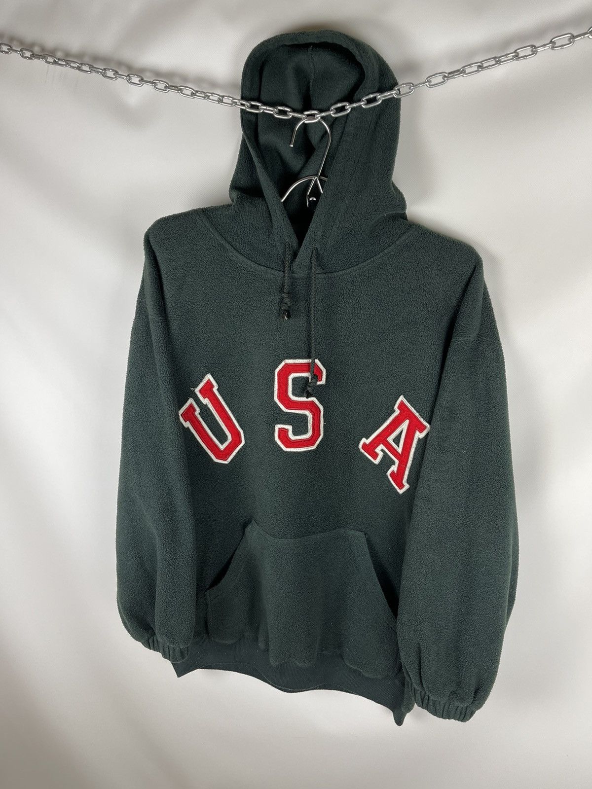 Vintage Blue Base vintage big “USA” logo oversized fleece hoodie Size US S / EU 44-46 / 1 - 1 Thumbnail