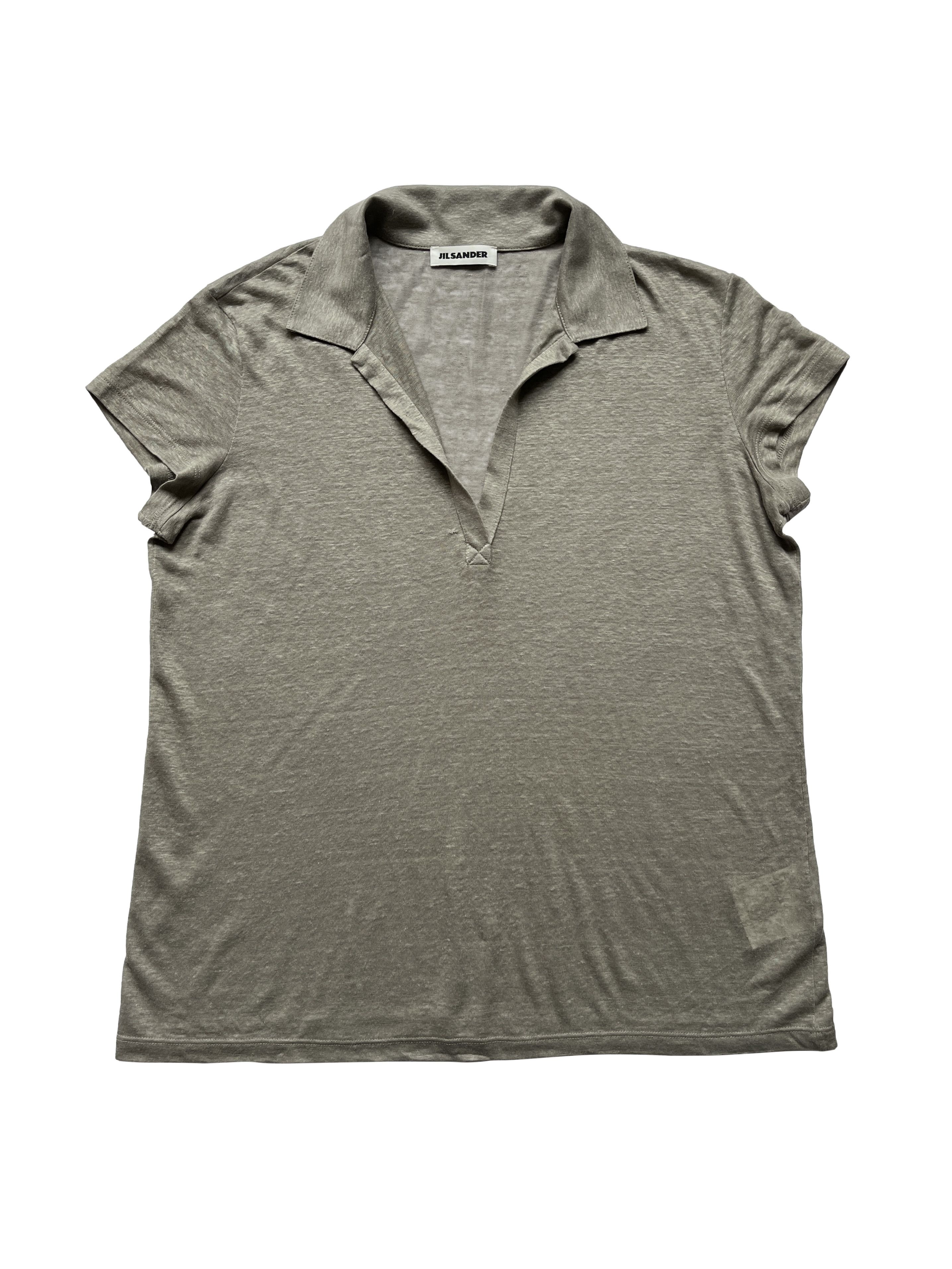 Jil Sander ⚡️QUICK SALE⚡️Jil Sander Grey Linen Knit Polo Top Size US L / EU 52-54 / 3 - 1 Thumbnail