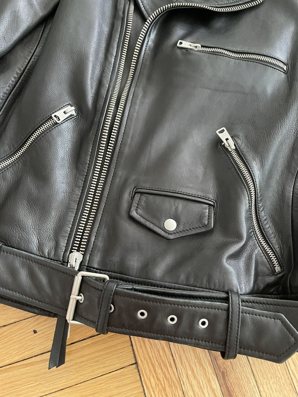 Allsaints Black leather moto jacket Size US M / EU 48-50 / 2 - 3 Thumbnail