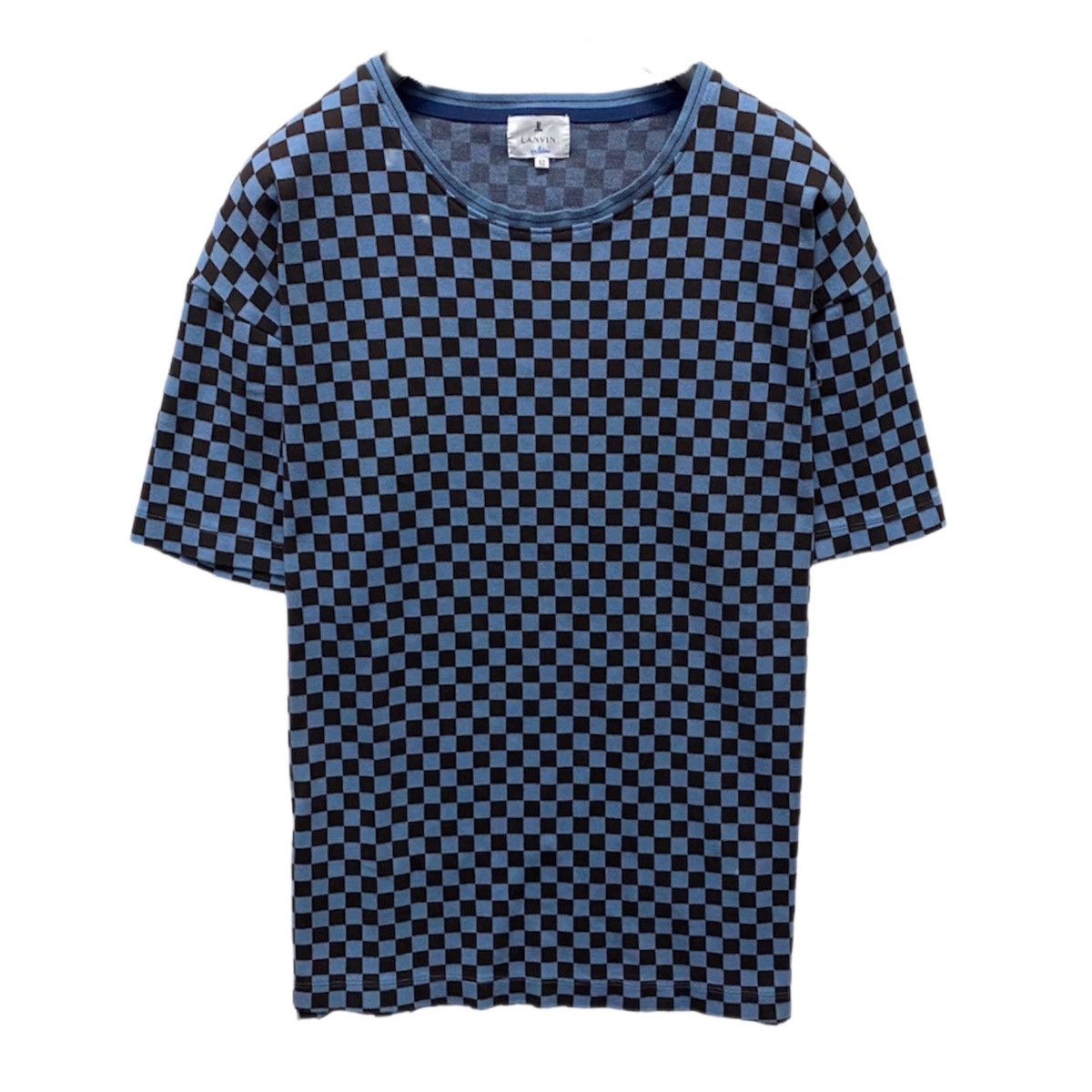 Vintage Lanvin en Bleu Boxy Checkered Shirt