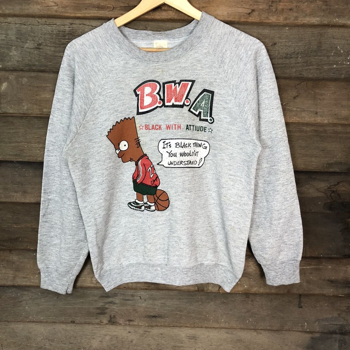 The Simpsons B.W.A Bart Simsons in black vintage Grey Sweashirt #4750 Size US S / EU 44-46 / 1 - 3 Thumbnail
