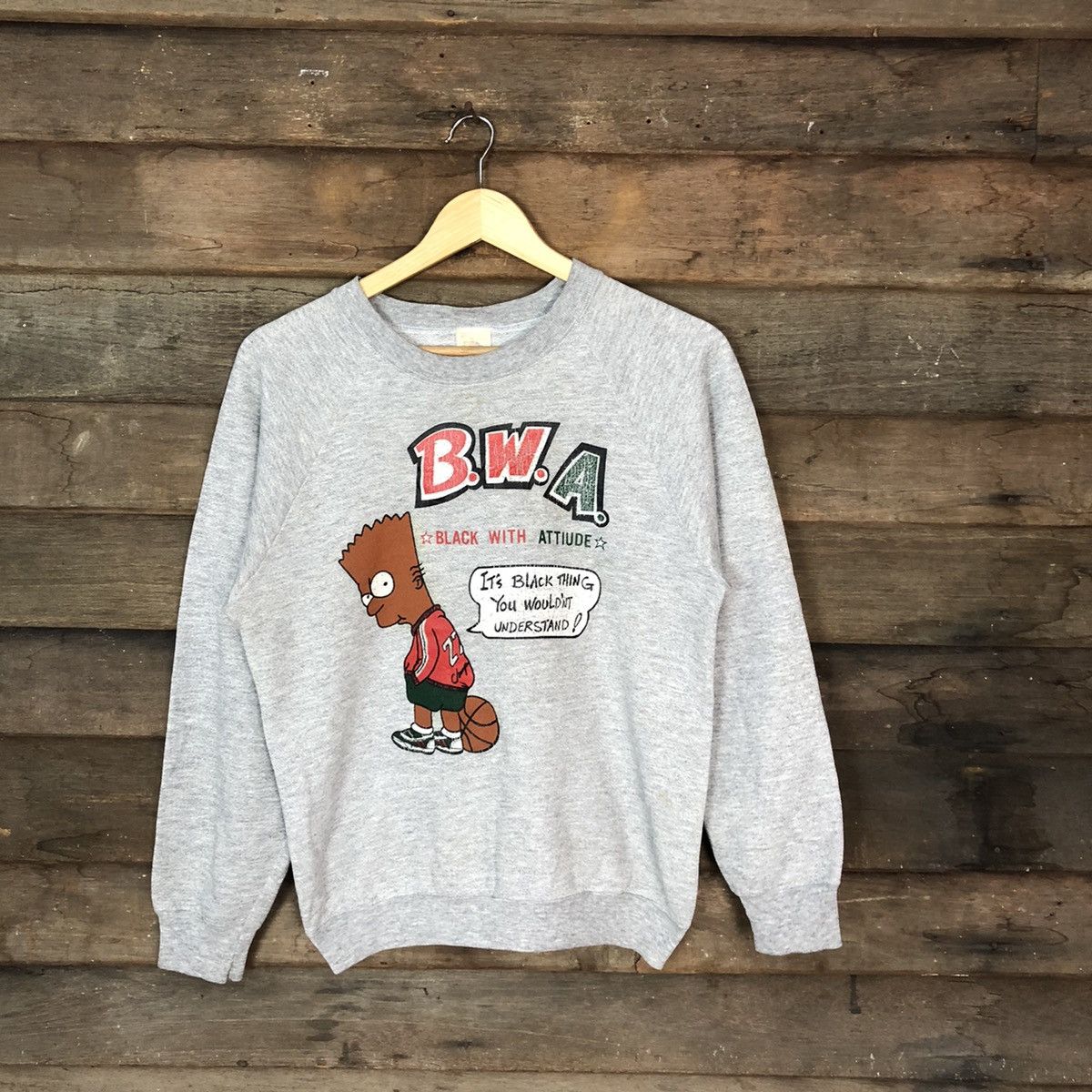 The Simpsons B.W.A Bart Simsons in black vintage Grey Sweashirt #4750 Size US S / EU 44-46 / 1 - 1 Thumbnail