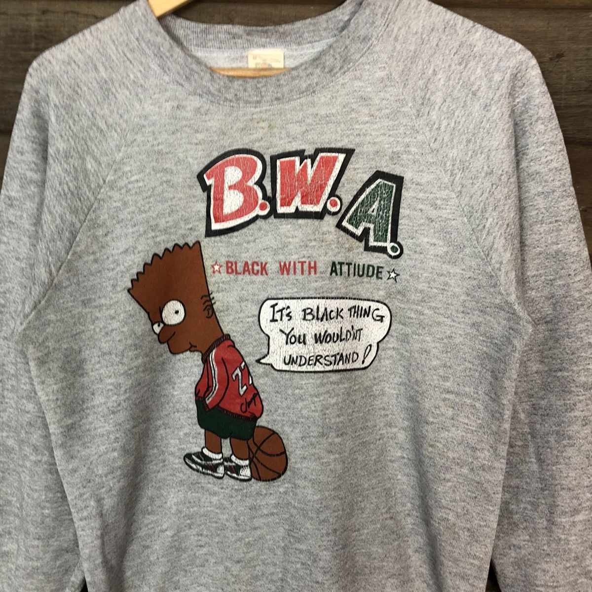 The Simpsons B.W.A Bart Simsons in black vintage Grey Sweashirt #4750 Size US S / EU 44-46 / 1 - 6 Thumbnail