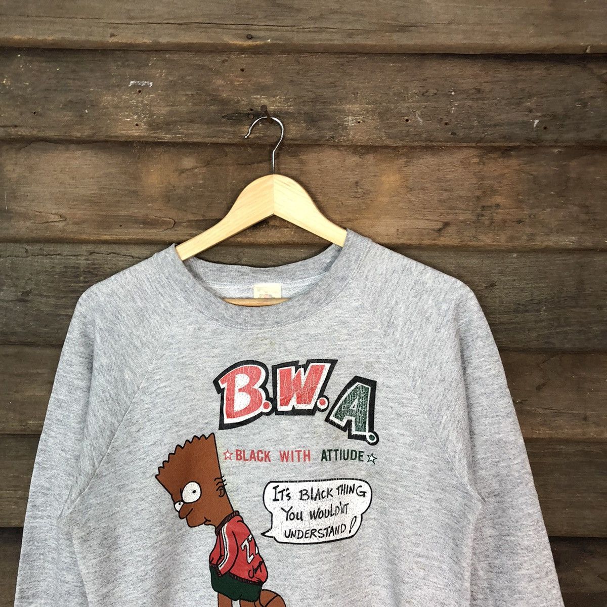 The Simpsons B.W.A Bart Simsons in black vintage Grey Sweashirt #4750 Size US S / EU 44-46 / 1 - 2 Thumbnail